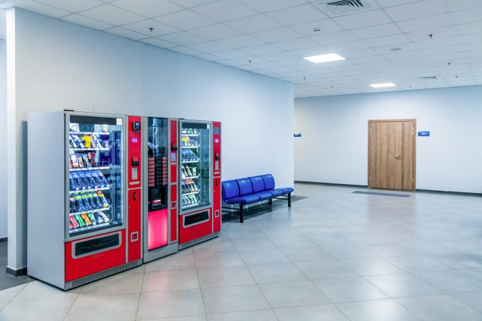 vending machines stands in public building