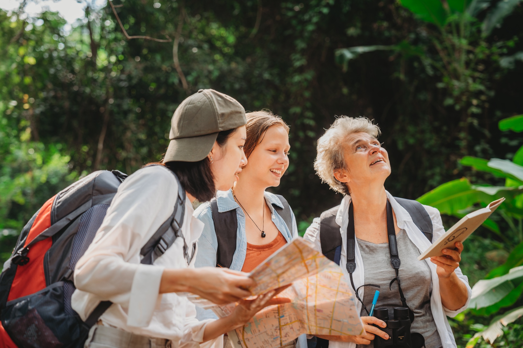 group of people family enjoy camping outdoor activity with nature, camp site living in happy time