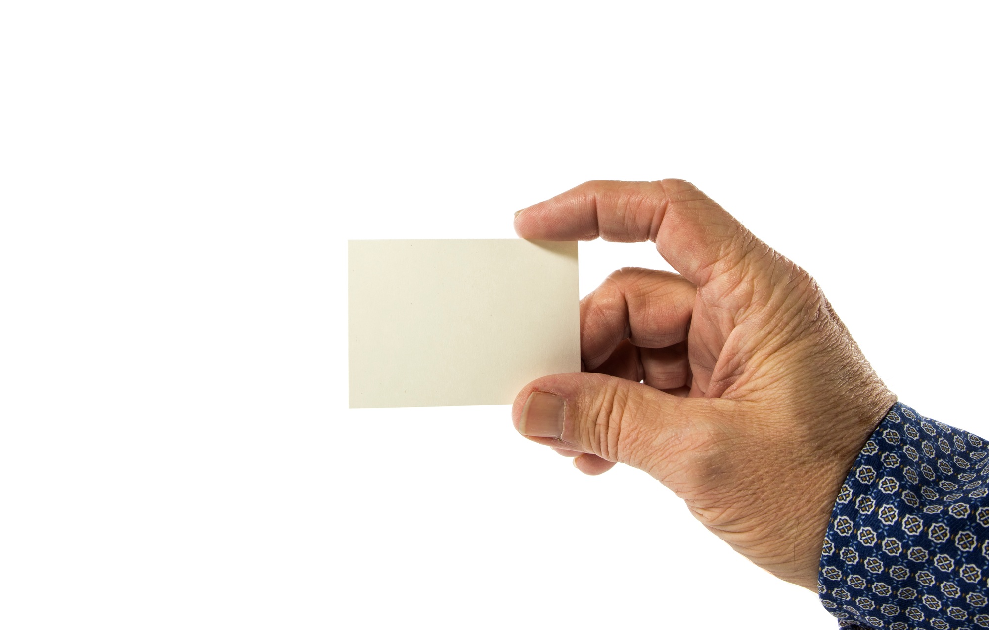 Hand holding blank plain white business card design