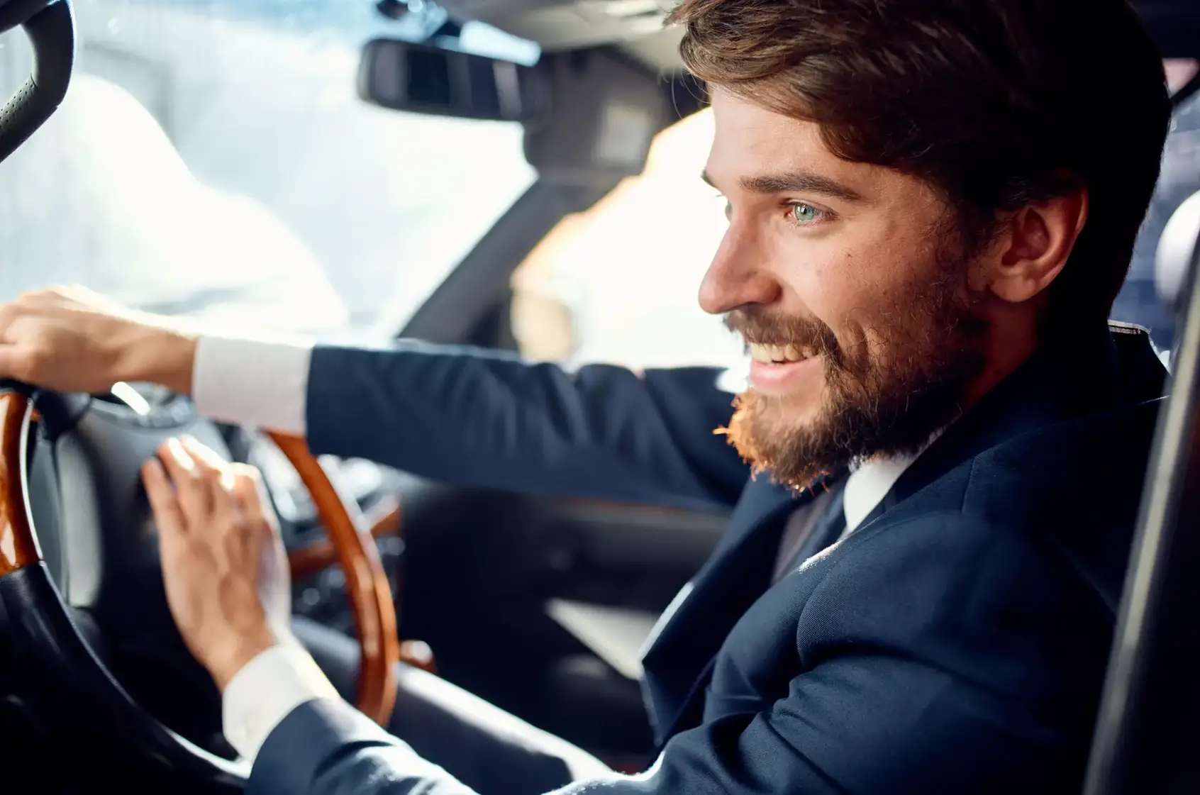 businessmen official passenger driver road success