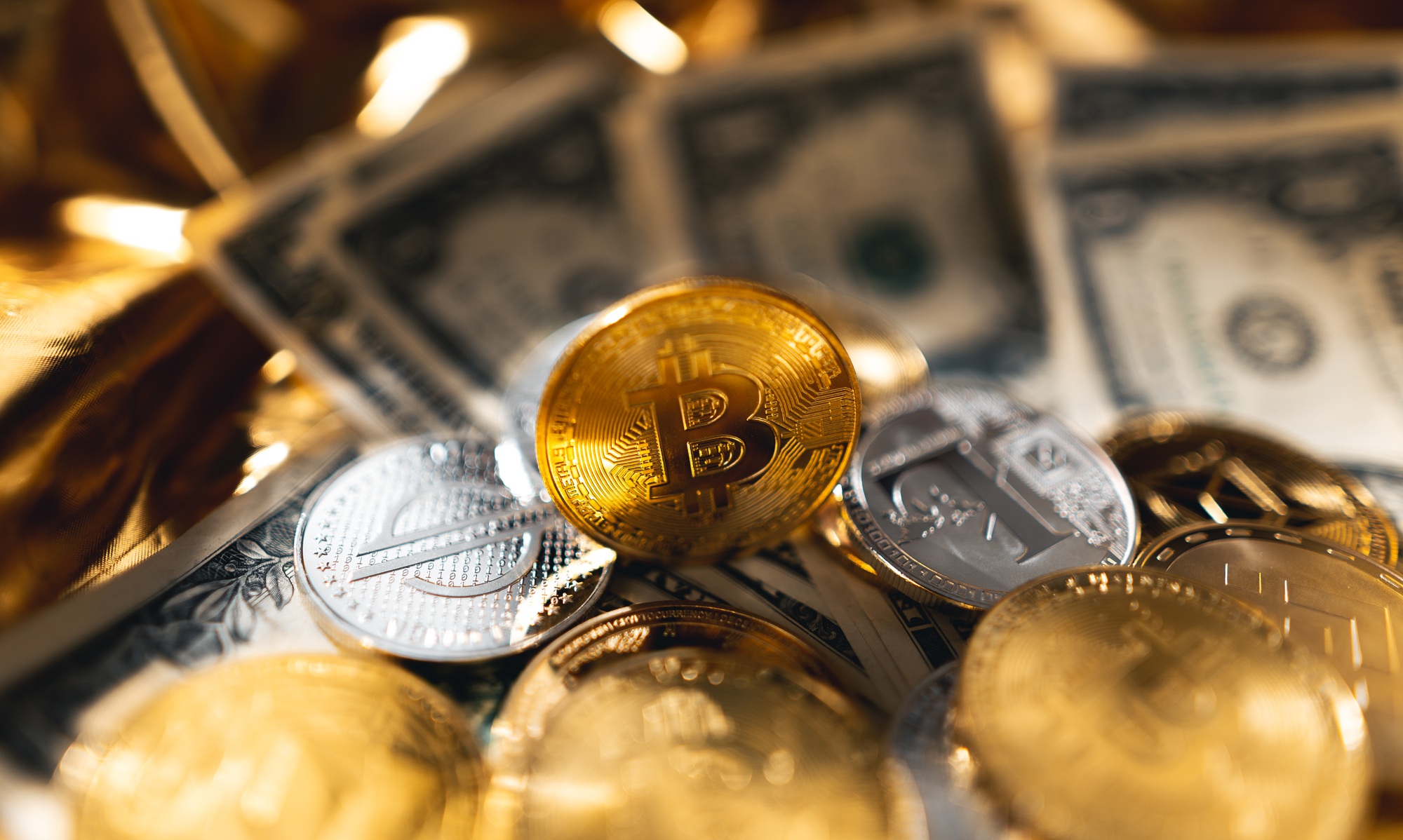 Cryptocurrency golden bitcoin image for crypto currency