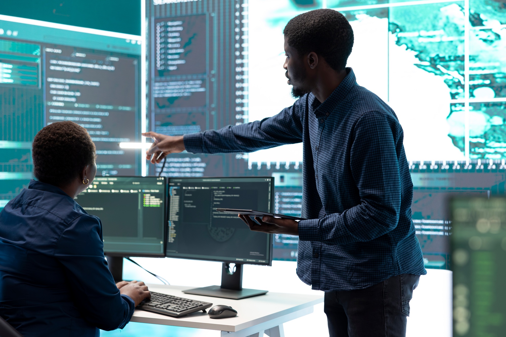 Cyber defense team working in a governmental security operations center