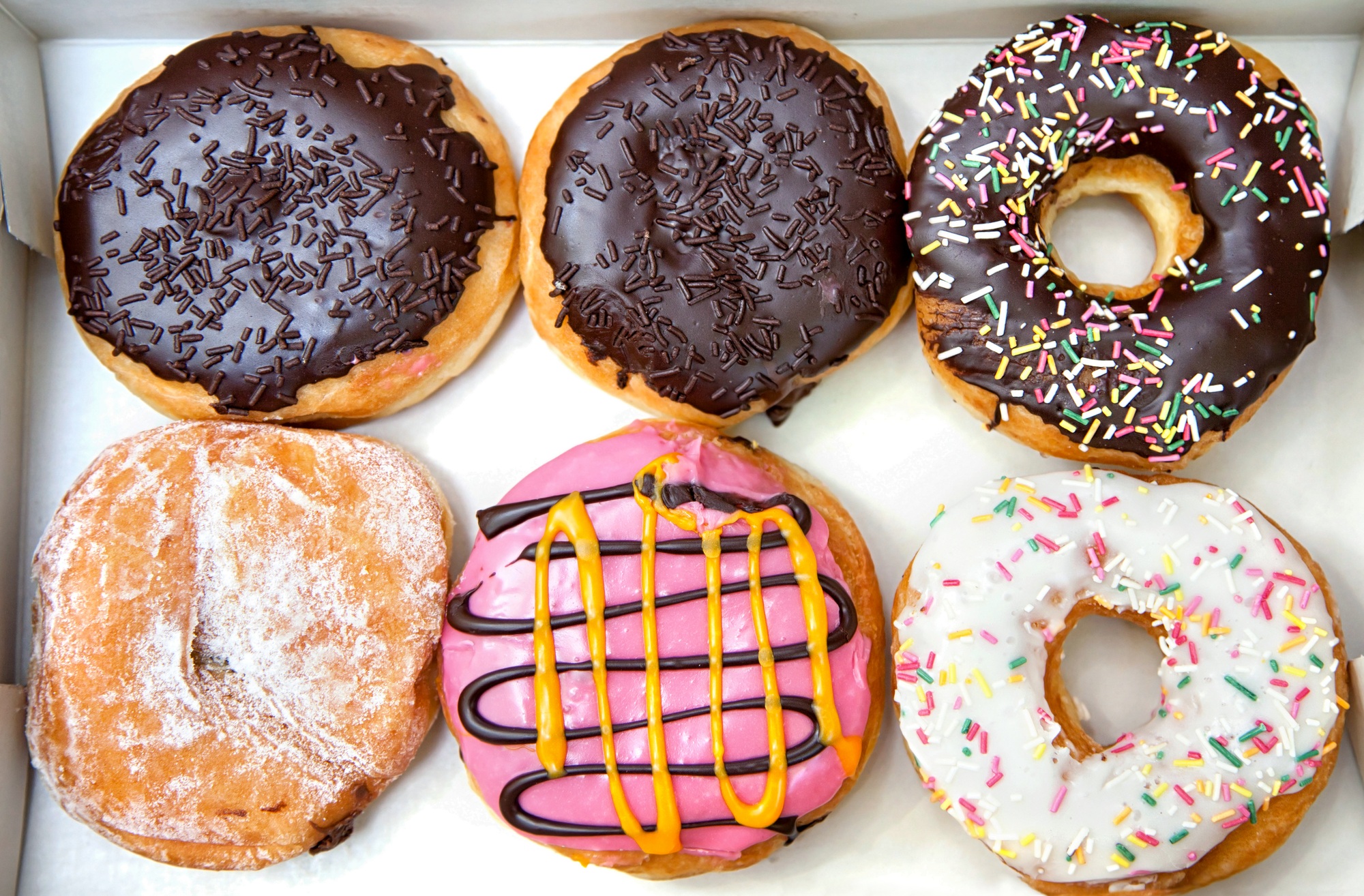 Donuts in box.