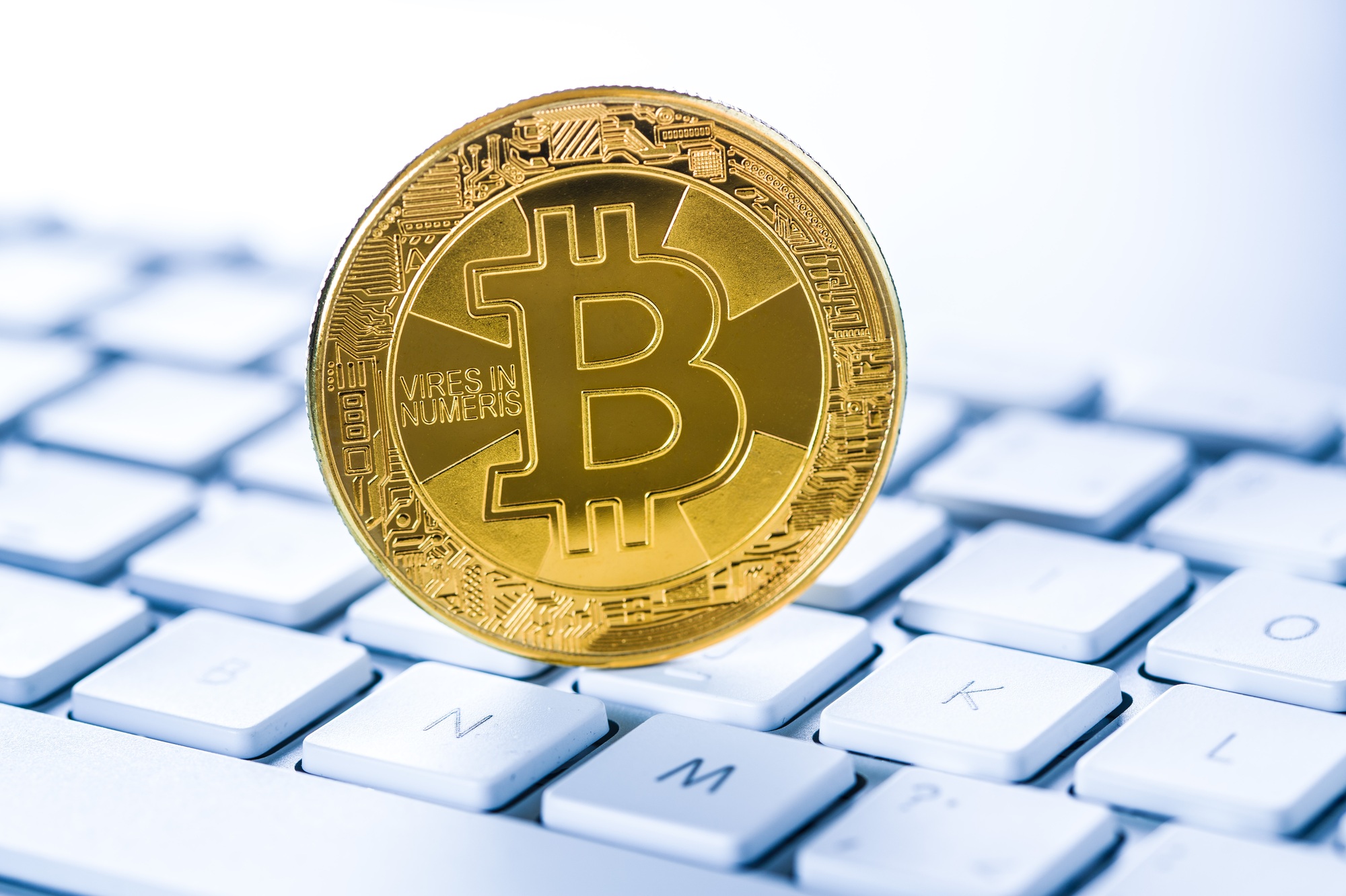 Golden coin bitcoin. Cryptocurrency concept.