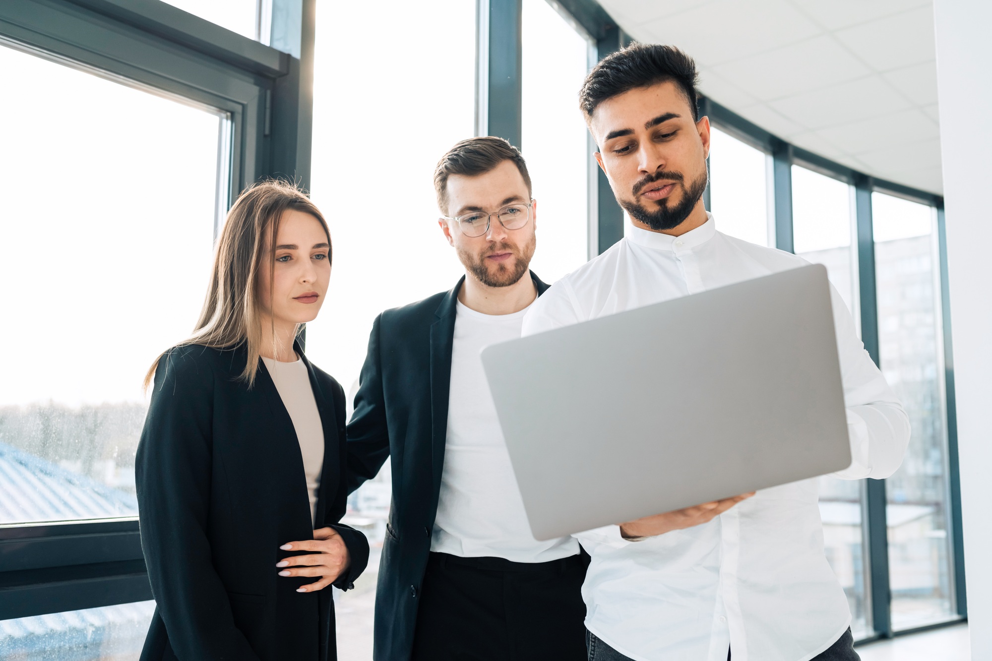 Group of company executives are discussing a new startup
