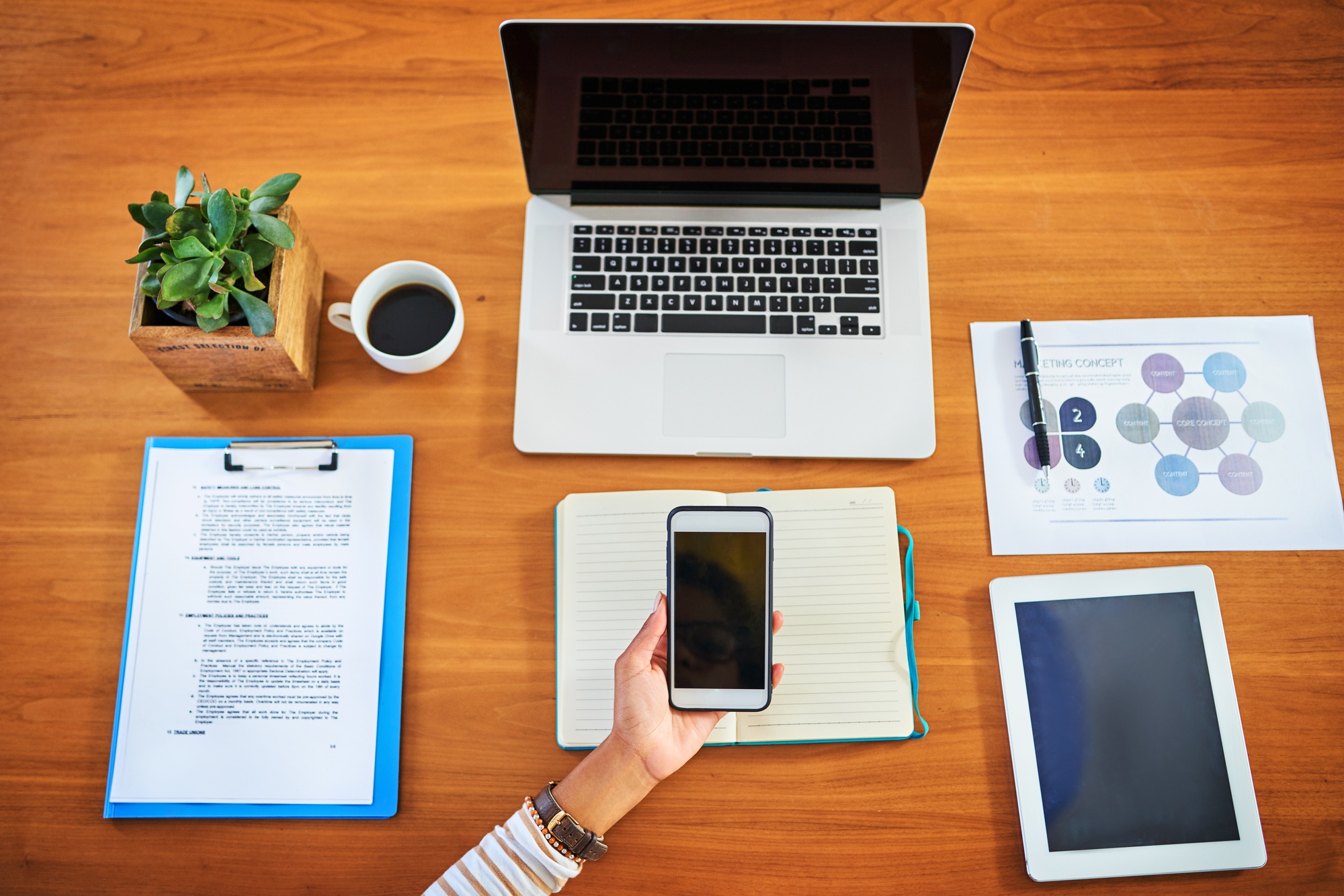 Her workstation is set up for success