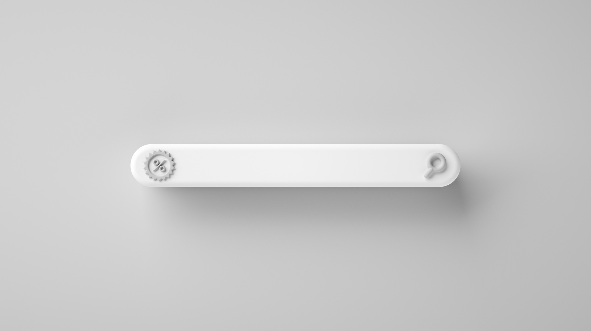 Minimal blank search bar with sale icon. Price comparator concept. 3d render