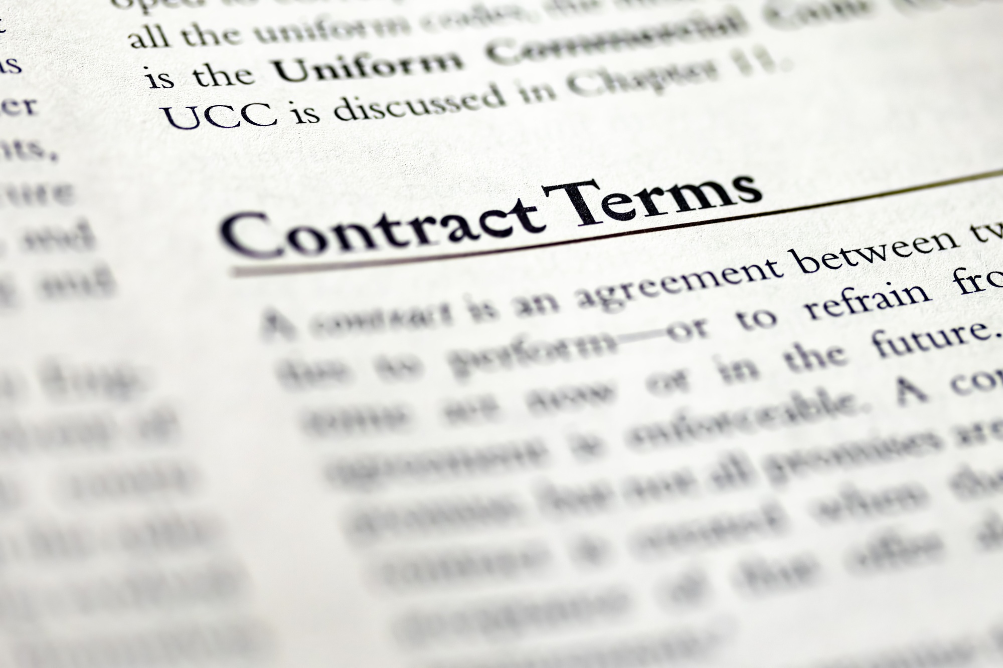 Part about Contract Terms written in legal business law textbook