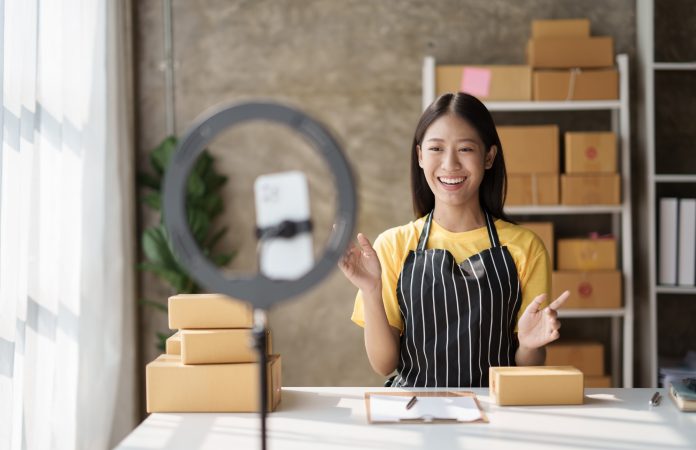 Potrait of Young business woman working at home. startup sme small business entrepreneur SME distrib
