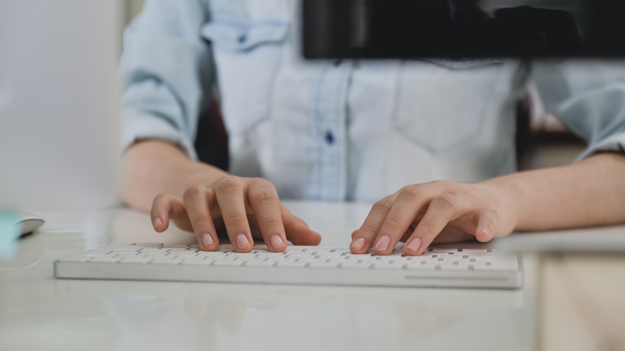 Programmer is using computer keyboard to write database program,Computer concept.
