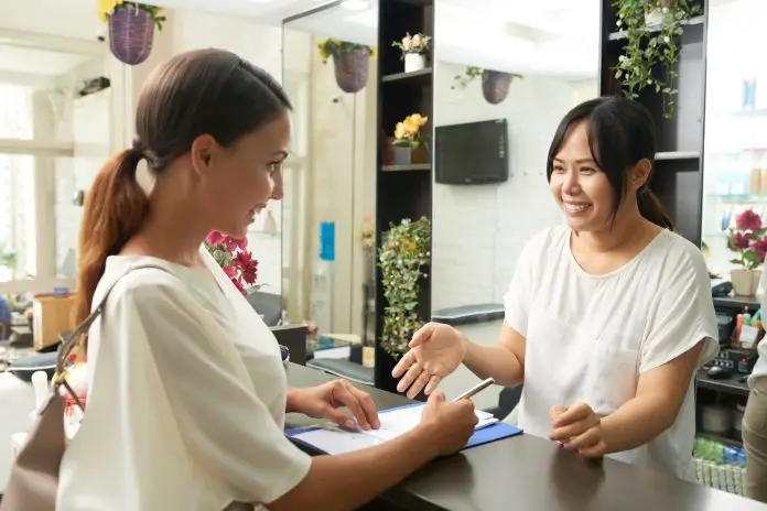 Registration in spa salon