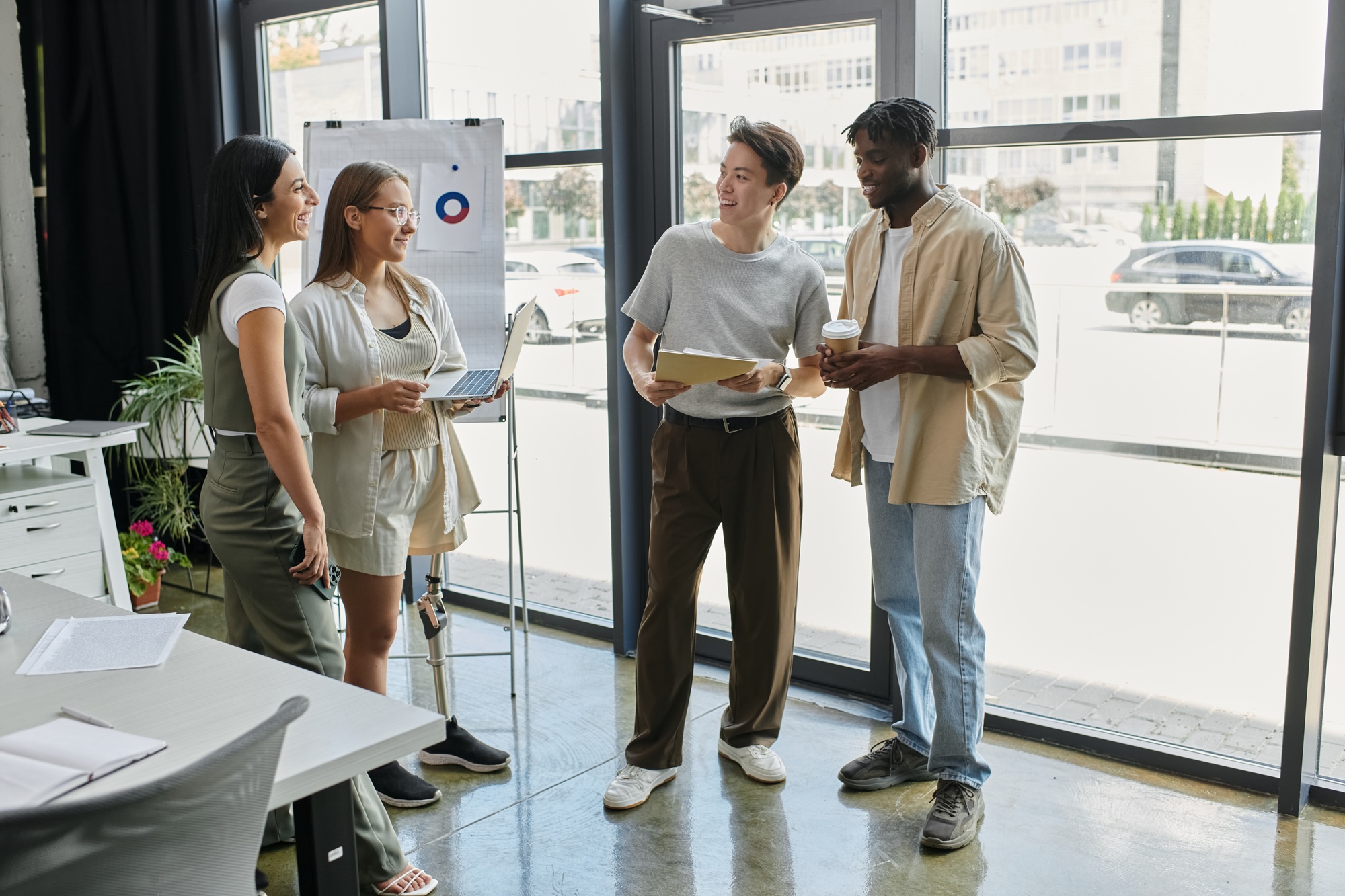 Startup Team Discussing Ideas in Modern Office