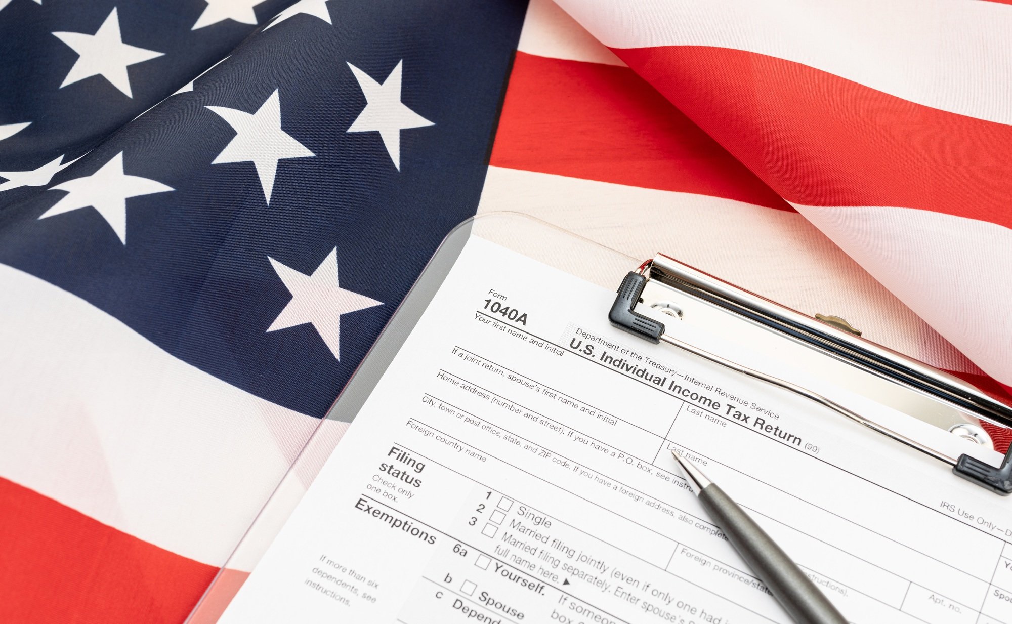 Tax form on clipboard