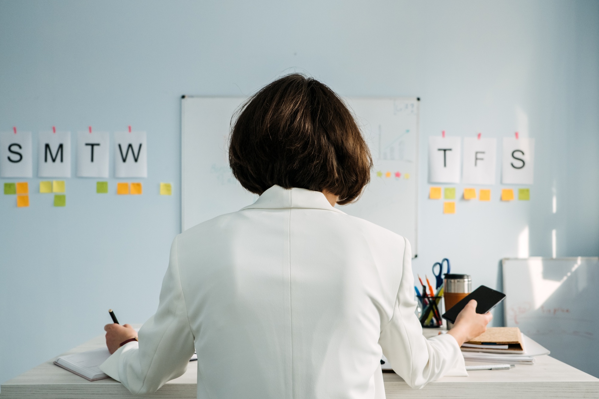 Time Management, Planning weekly schedule For Business Owners managers. Young Businesswoman, manager