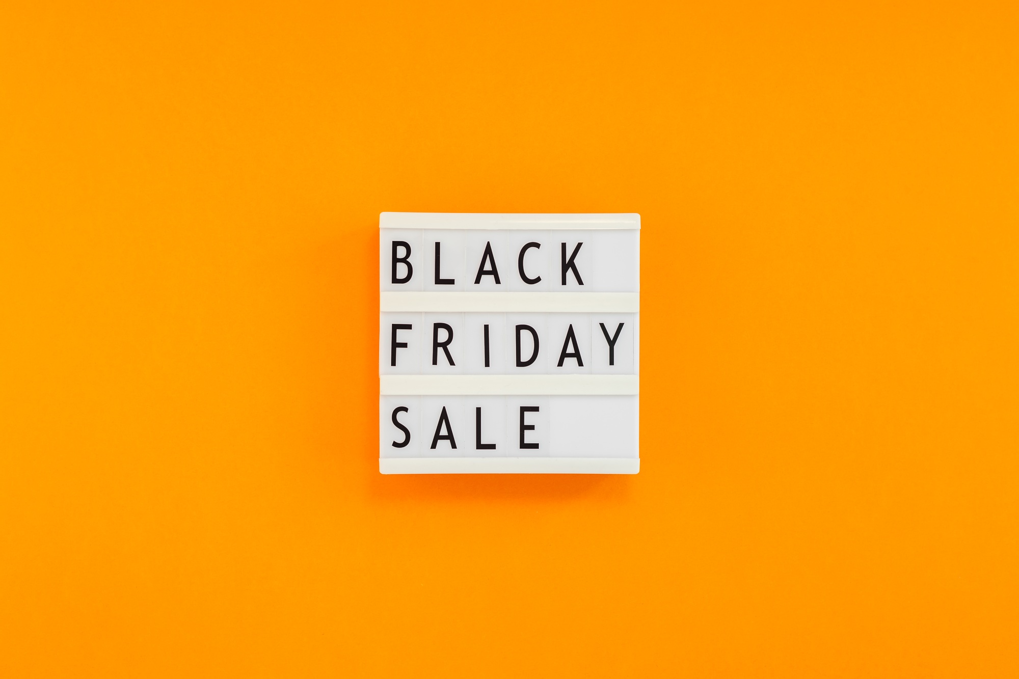 Black friday sale text on white lightbox