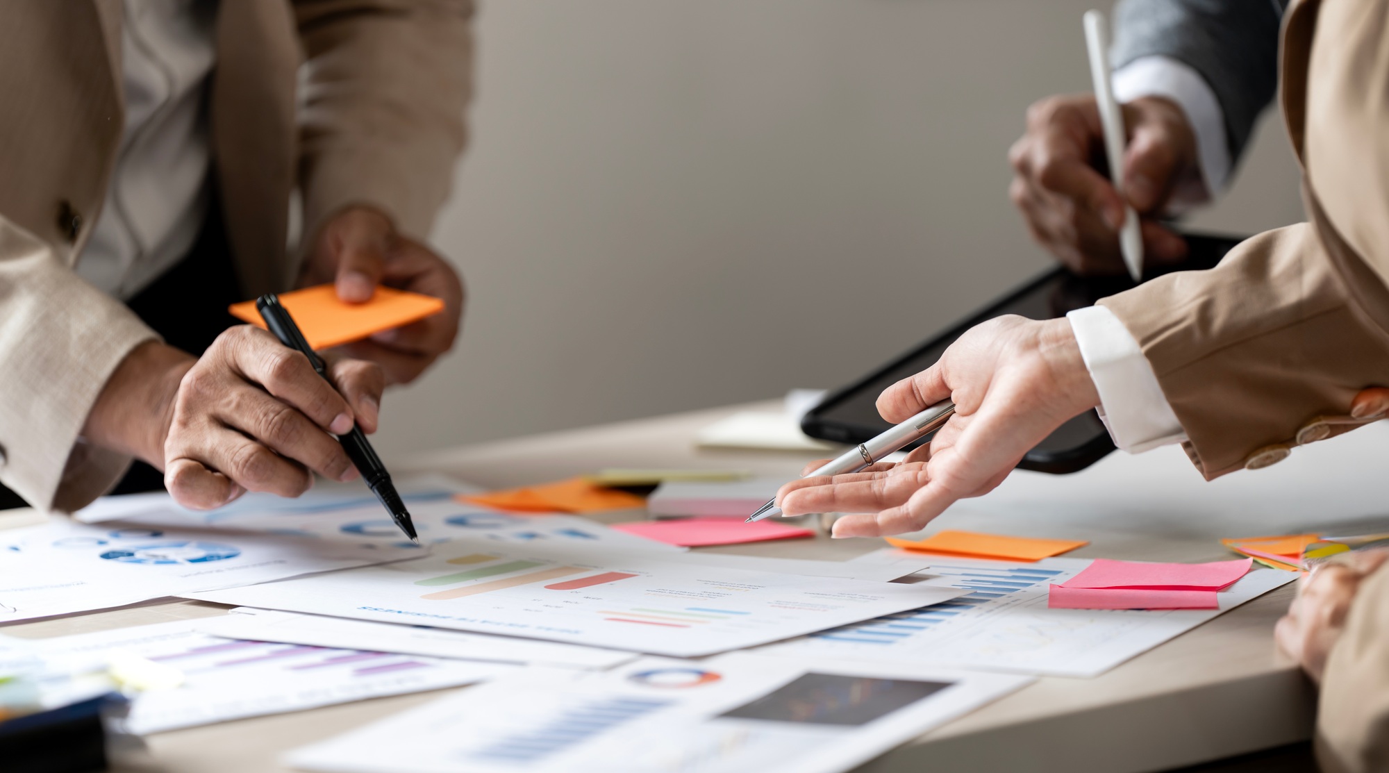 Business people consultant meeting and discussing financial situation, planning business investments