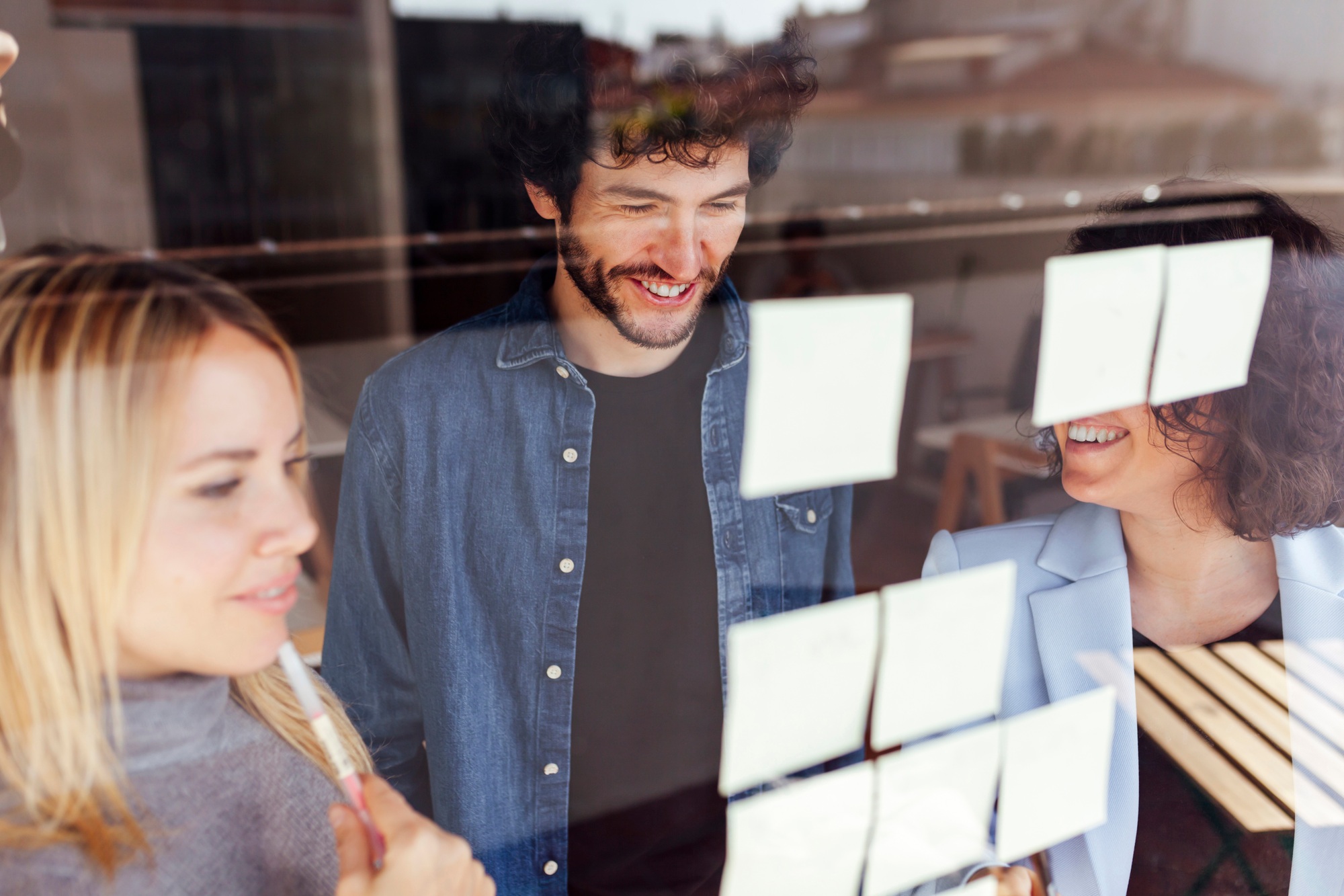 Business people creating a plan in coworking space