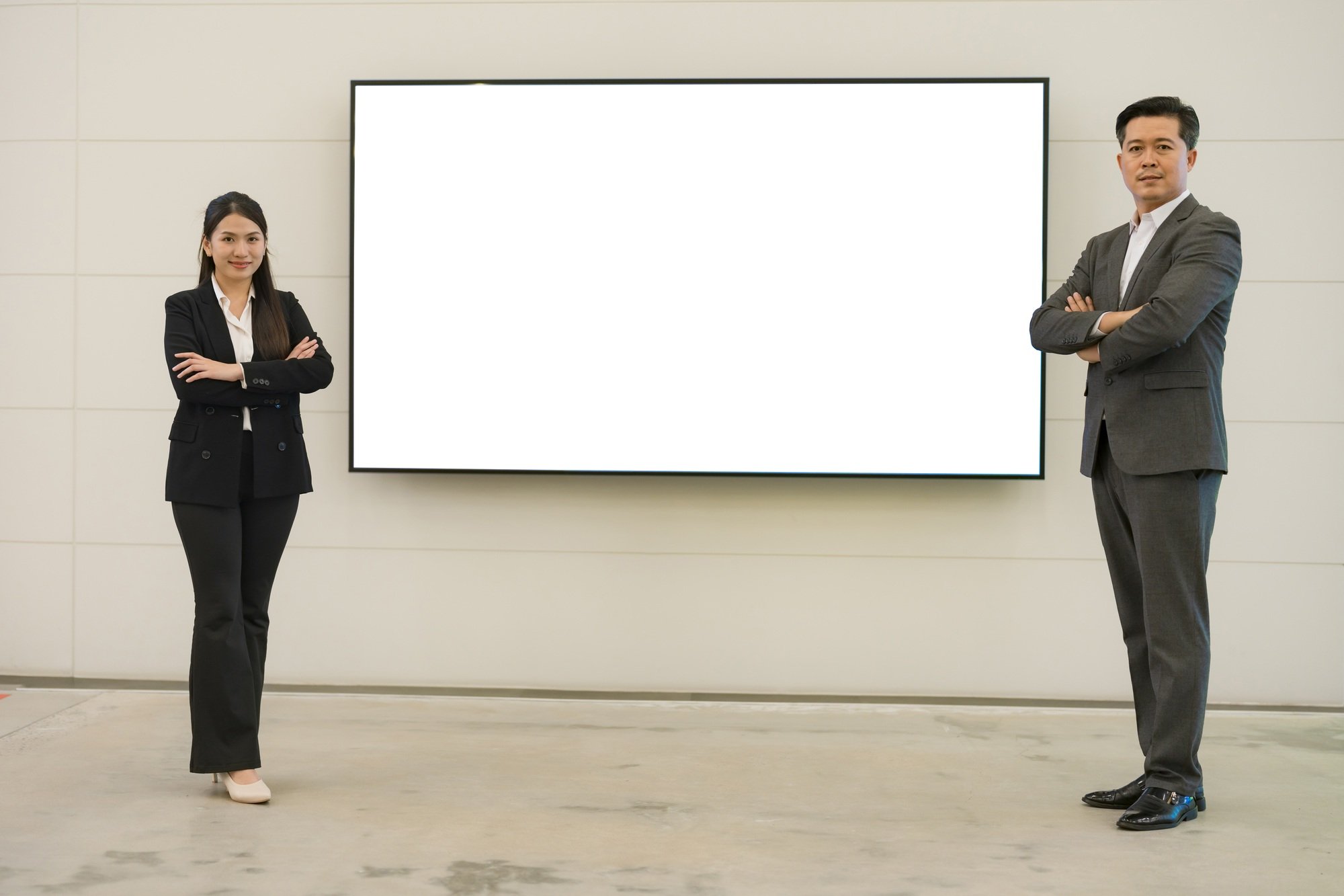 Business presentation with blank screen for concepts