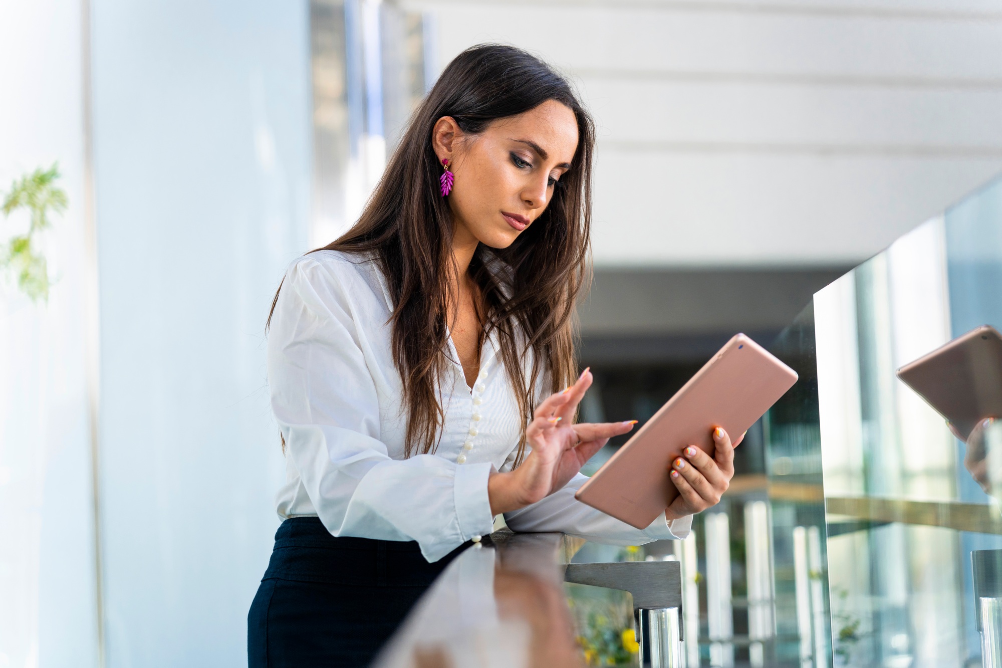 Business woman answering an email