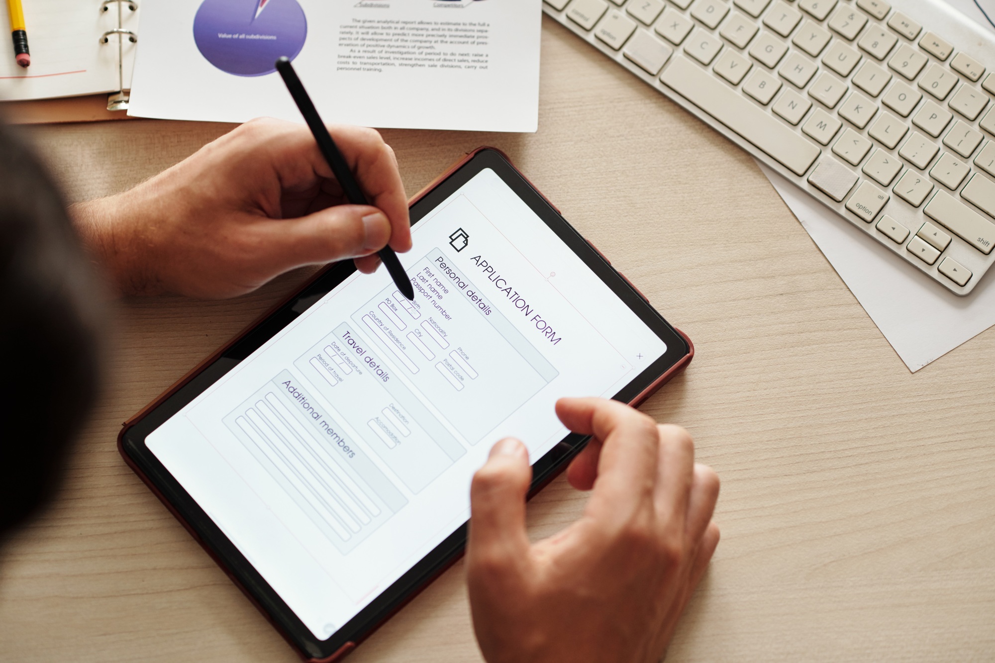 Businessman Filling Form to Get Visa