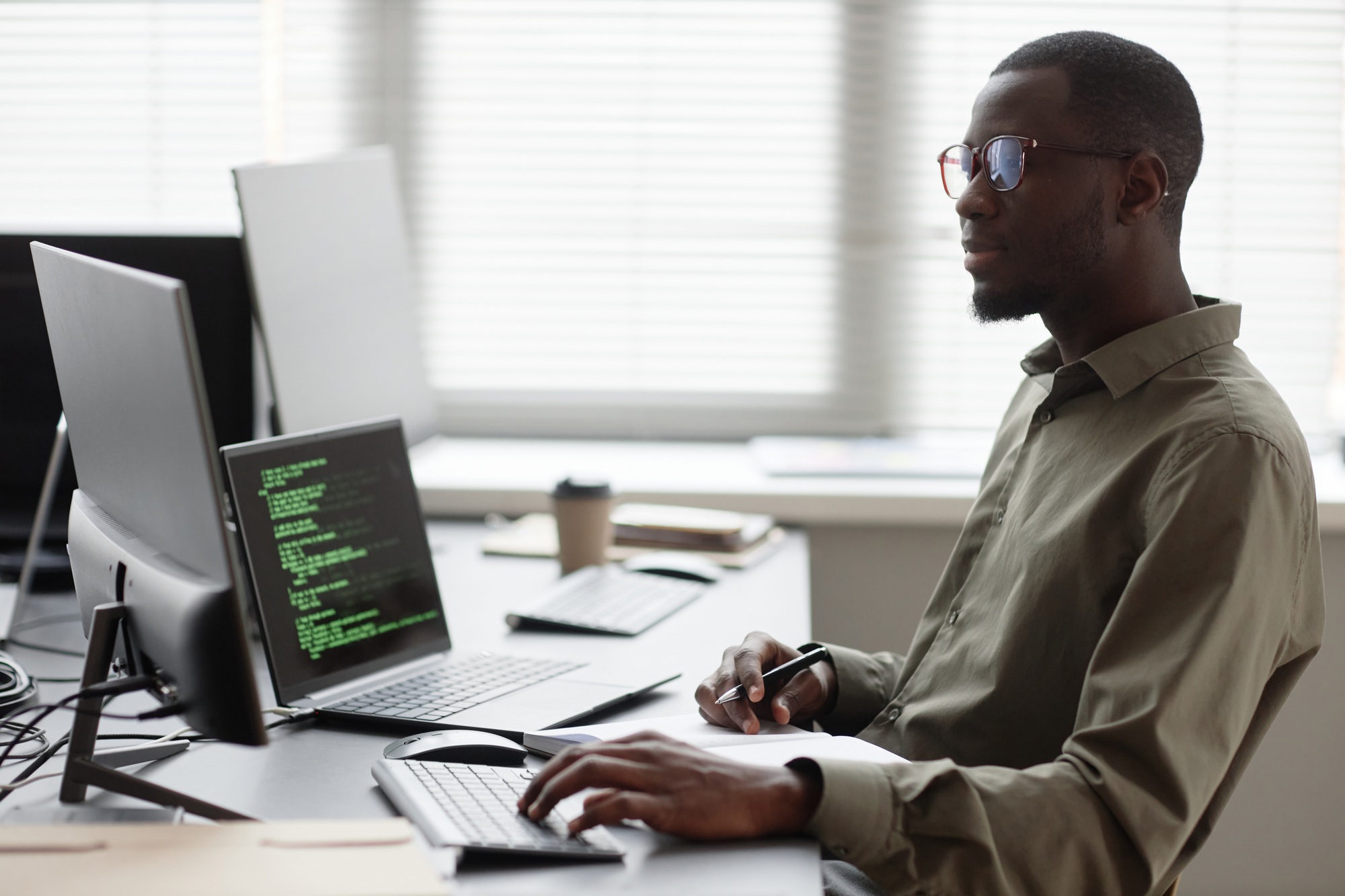 Cybersecurity Specialist Using Computer