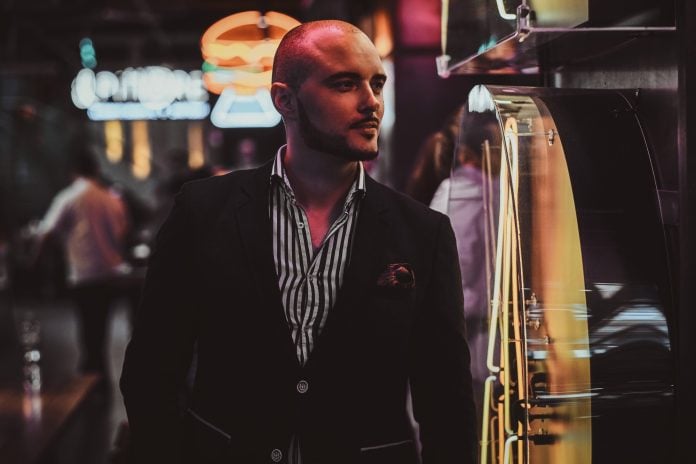 Elegant man at night club
