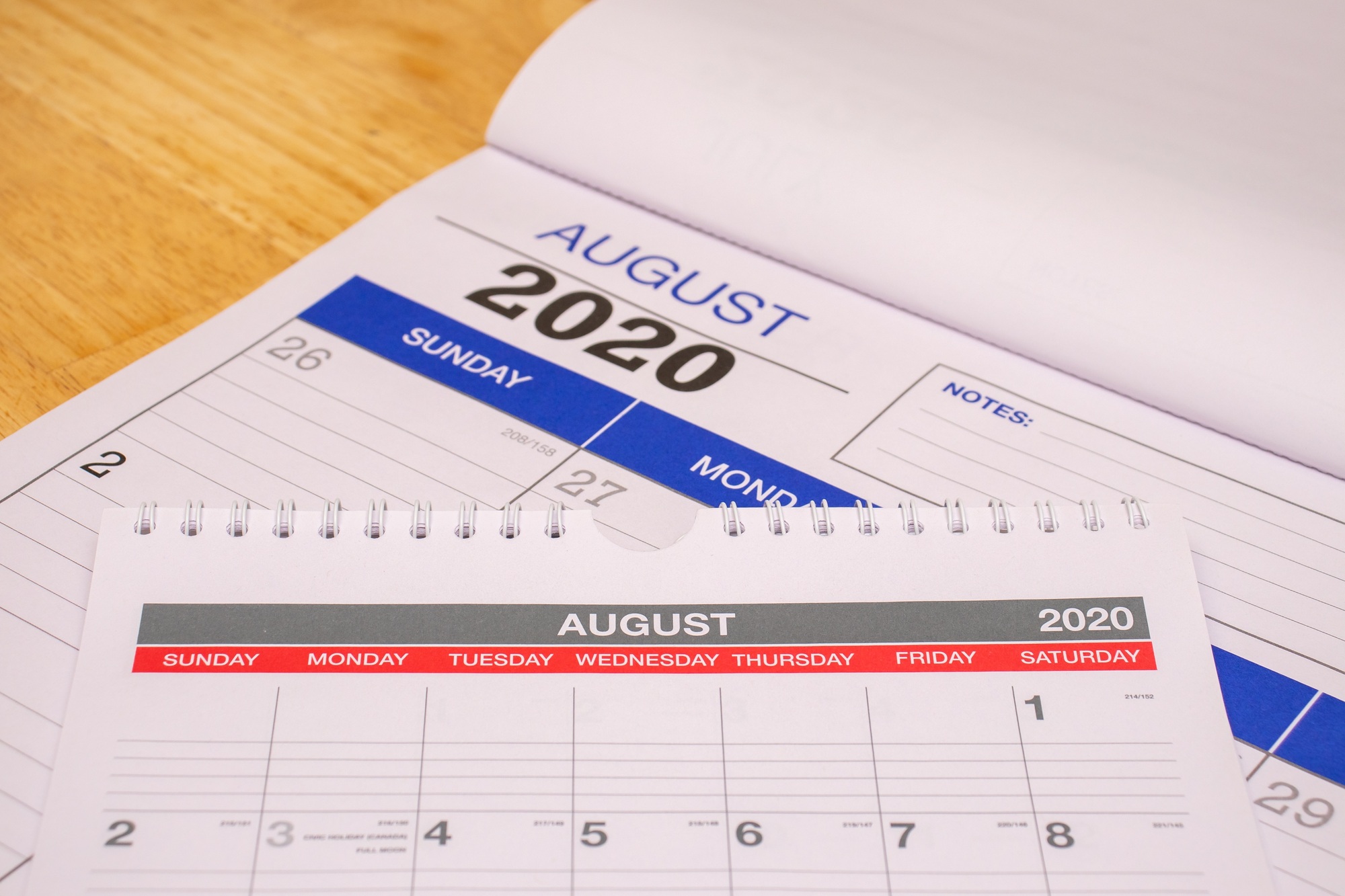Events and planning, month of august written on calendar