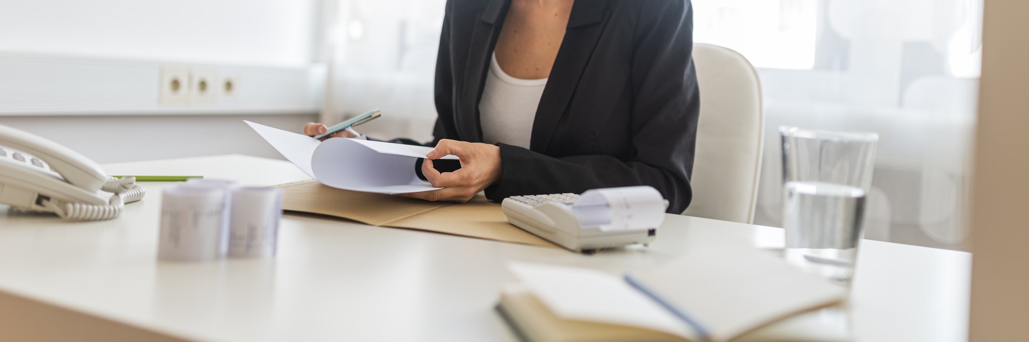 Female business consultant working at her desk