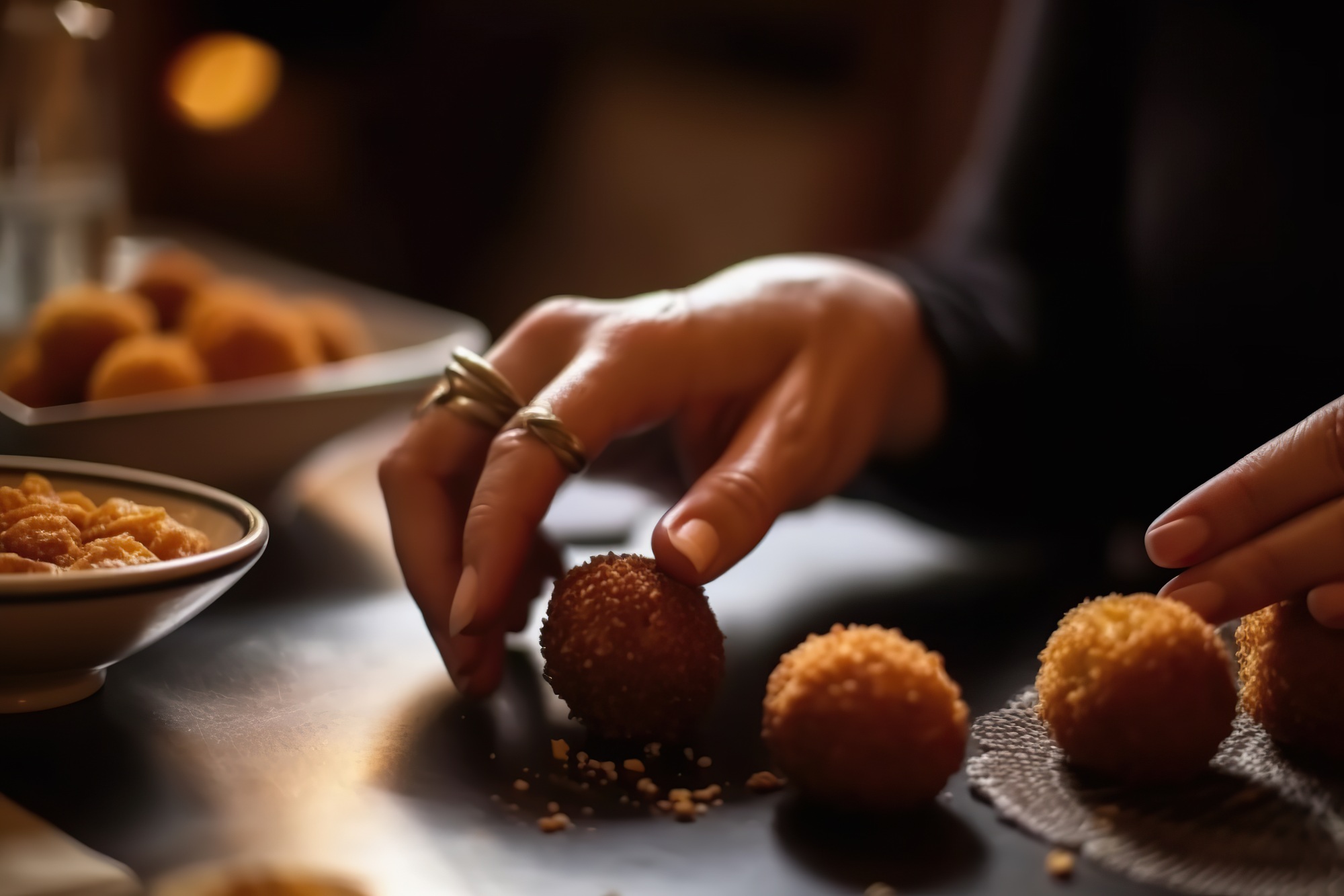 Homemade Delights: Woman's Skillful Hands Crafting Spanish Croquettes