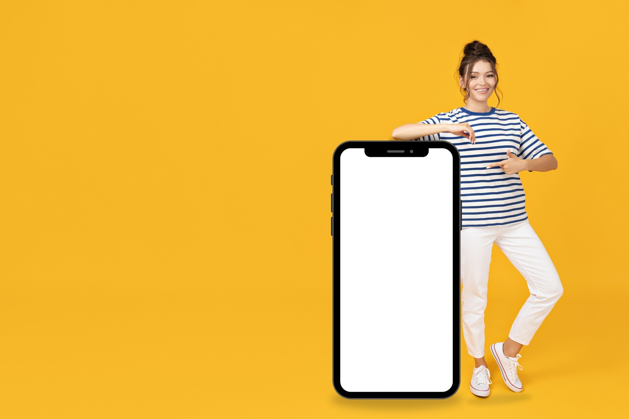 Image with phone, background for advertising, blank space for text and design