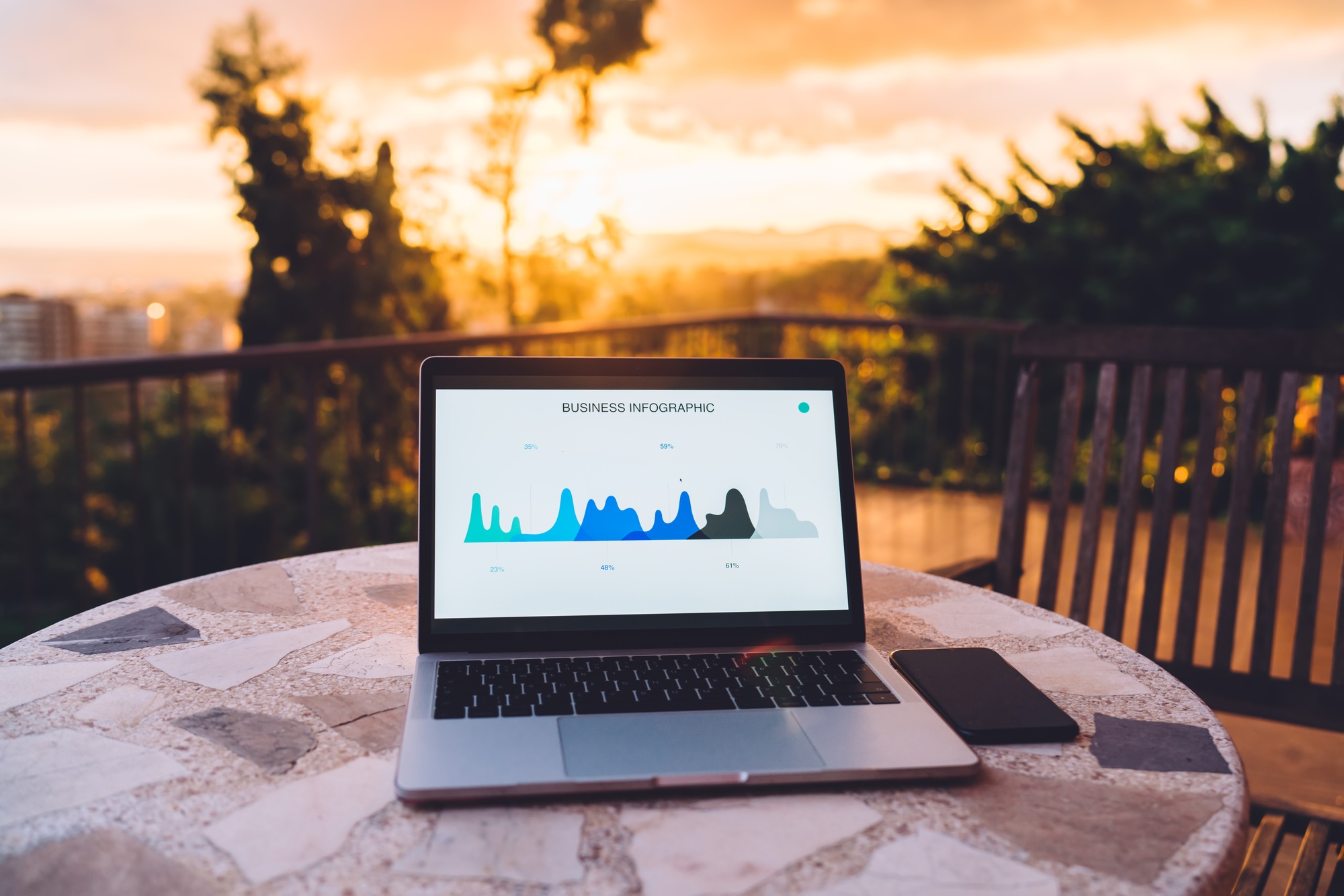 Netbook with trade exchange dashboard and analytic website
