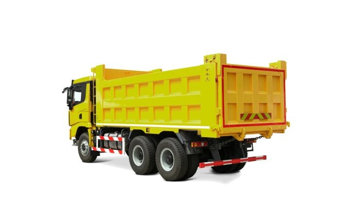 New Yellow Construction Dump truck isolated over white background