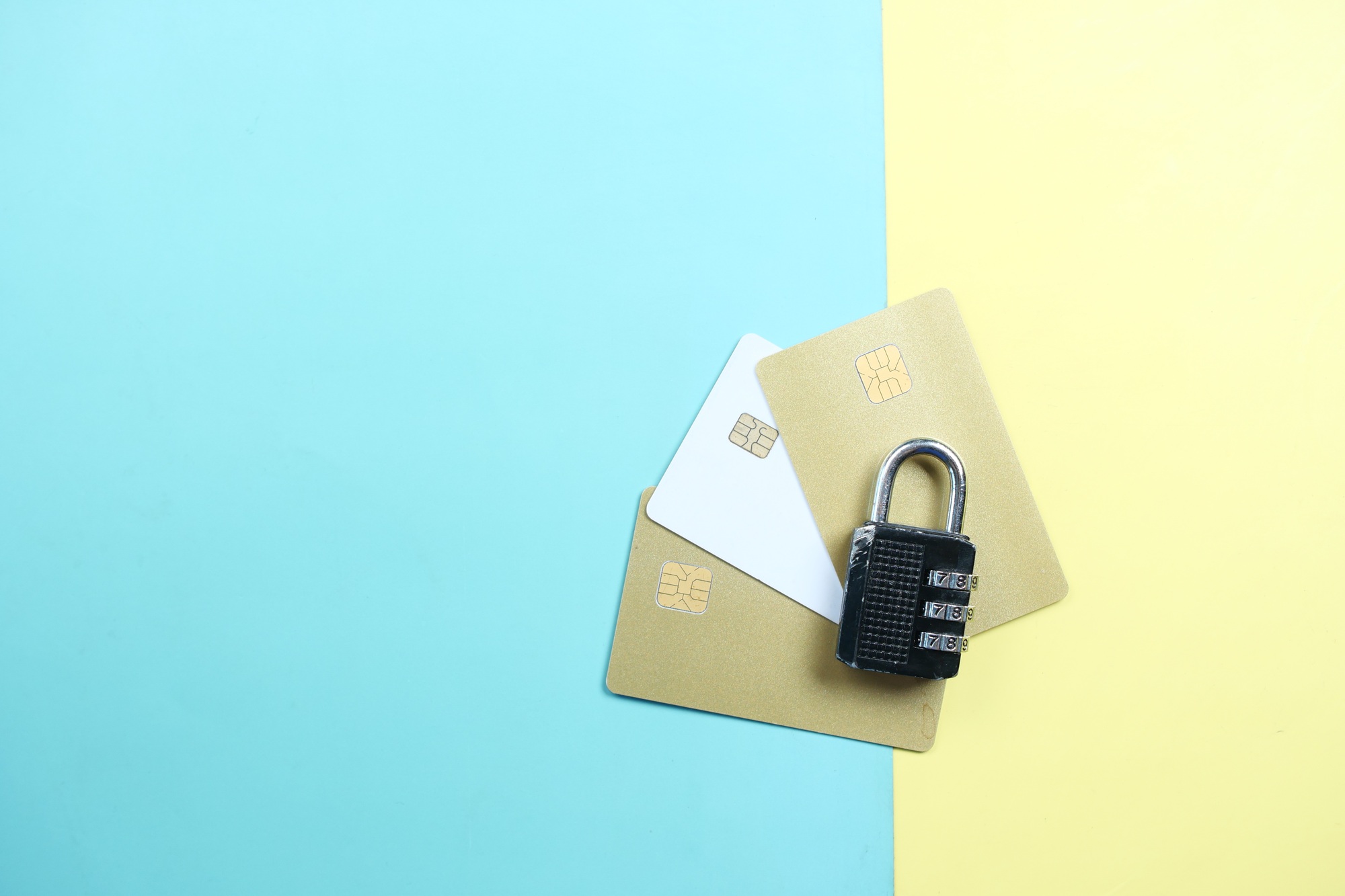 padlock on credit card, Internet data privacy information security concept
