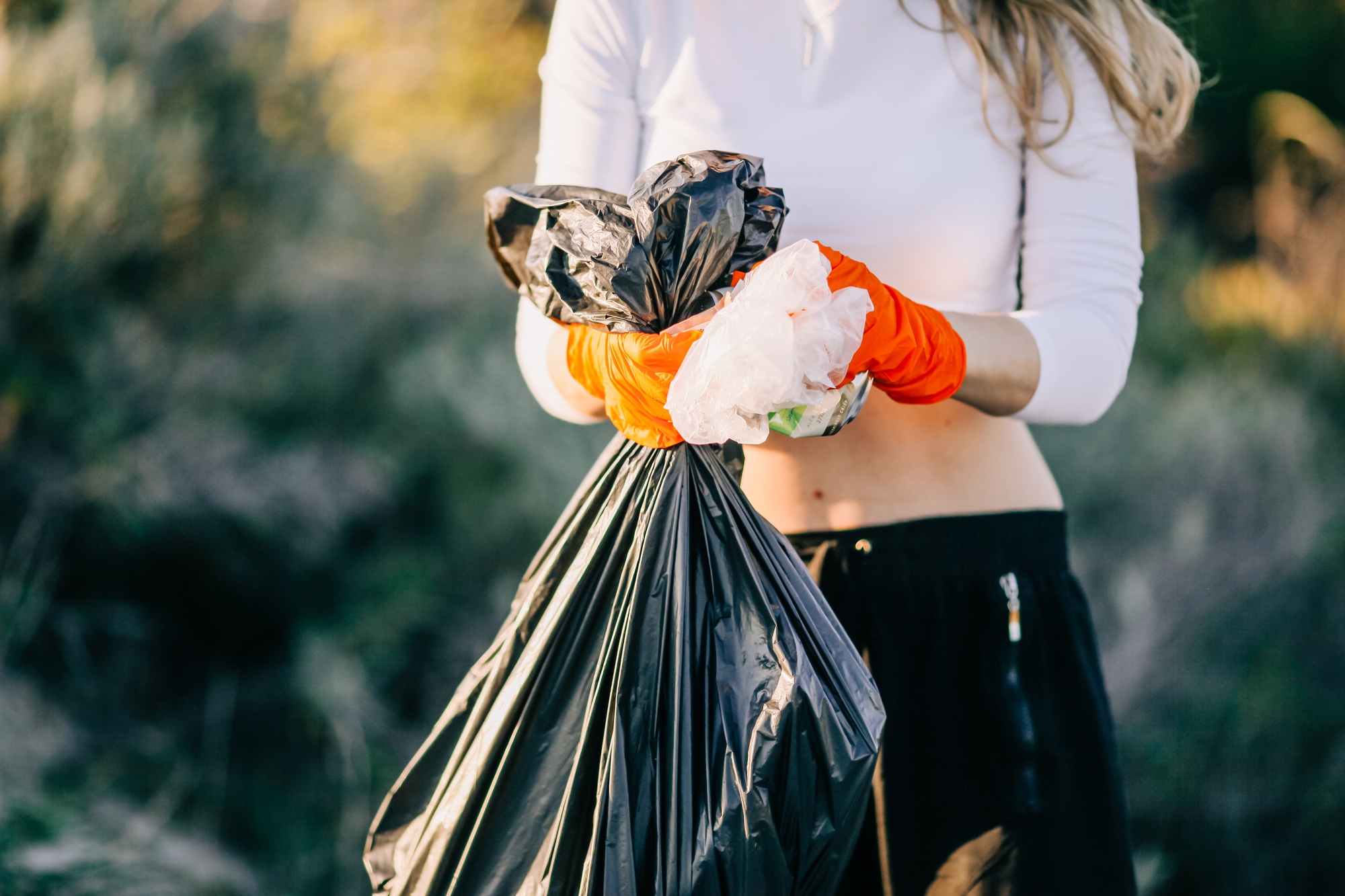 Picking up trash