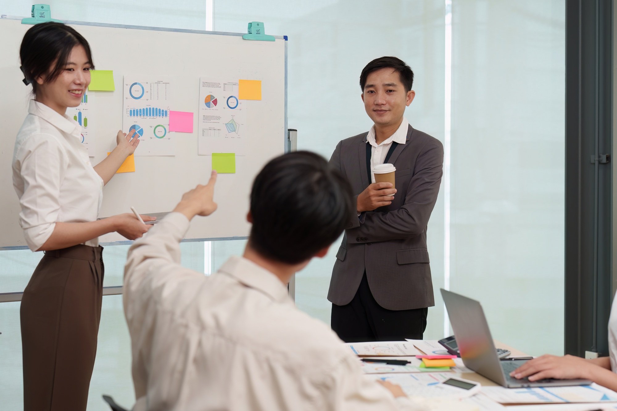 Professional Business people and Leadership and Teamwork and marketing strategy planning in the