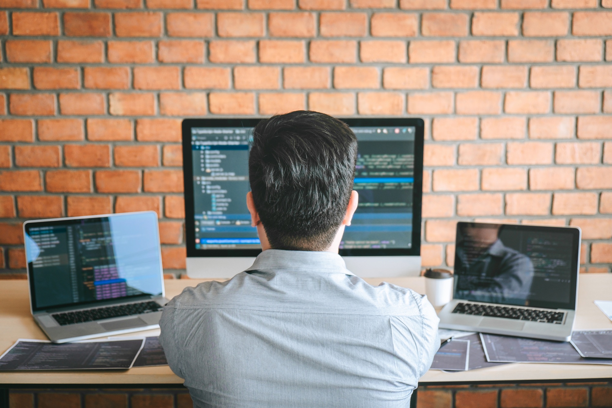 Professional Developer programmer working a software website design and coding technology