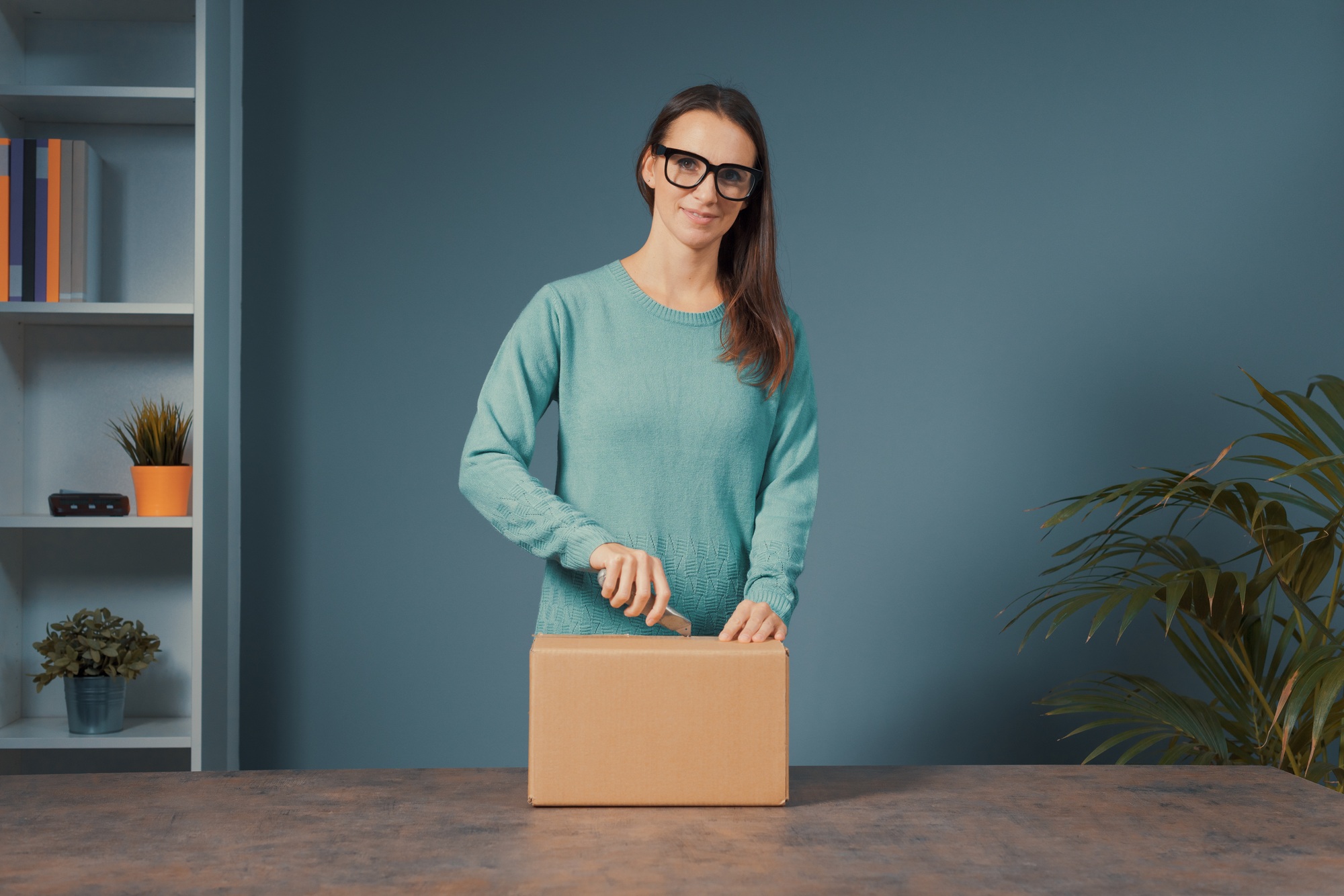 Professional influencer shooting an unboxing video