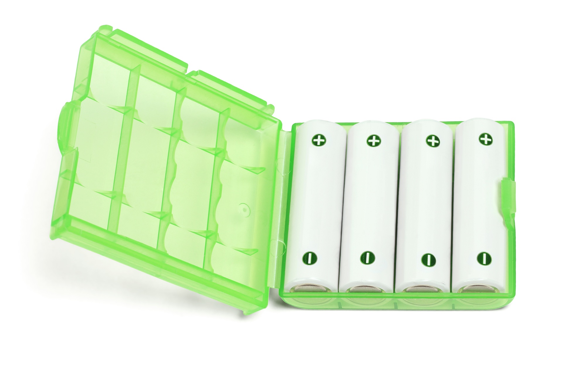 Rechargeable Batteries in Green Plastic Case