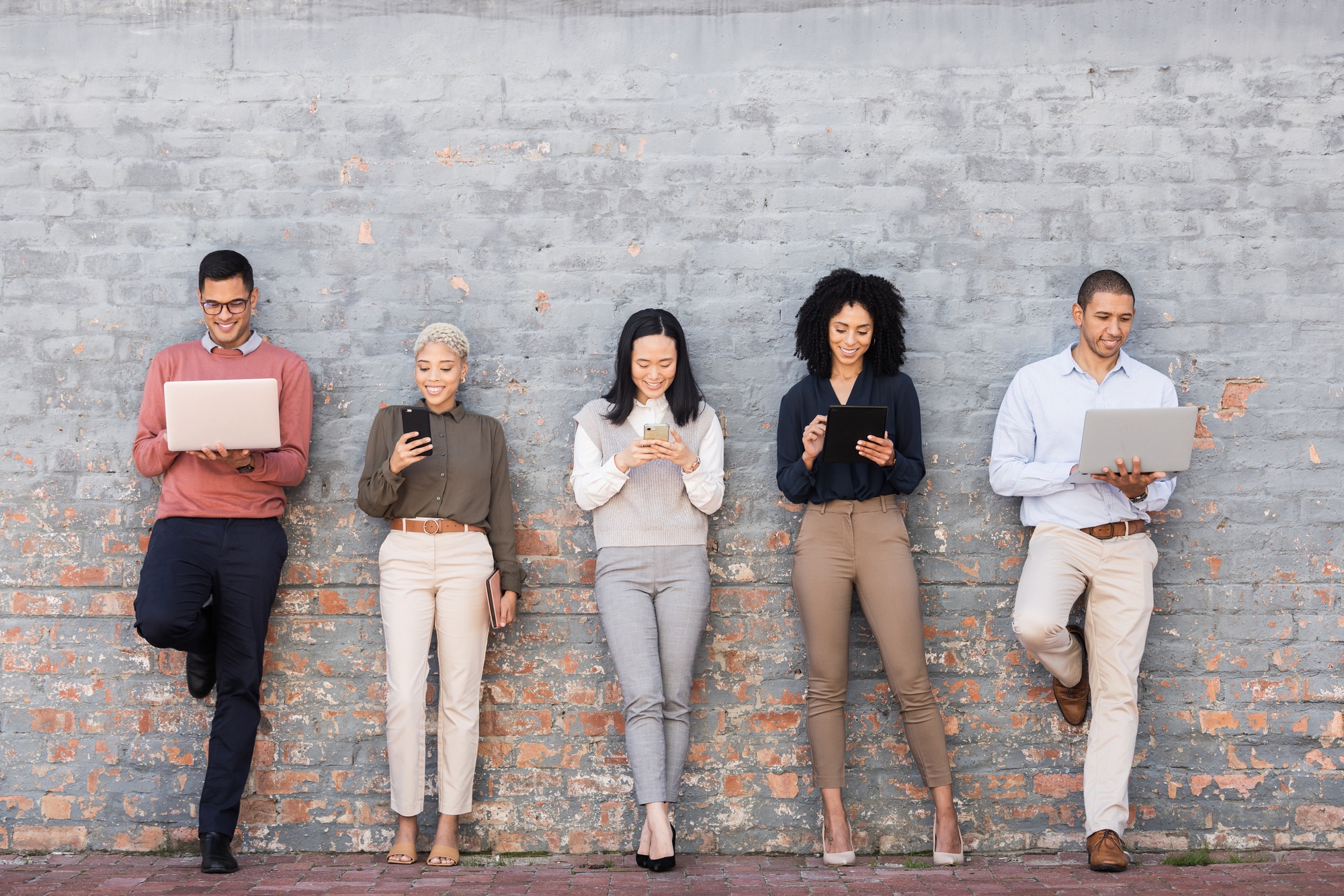 Recruitment, technology and people in waiting room for job search, internship opportunity or career