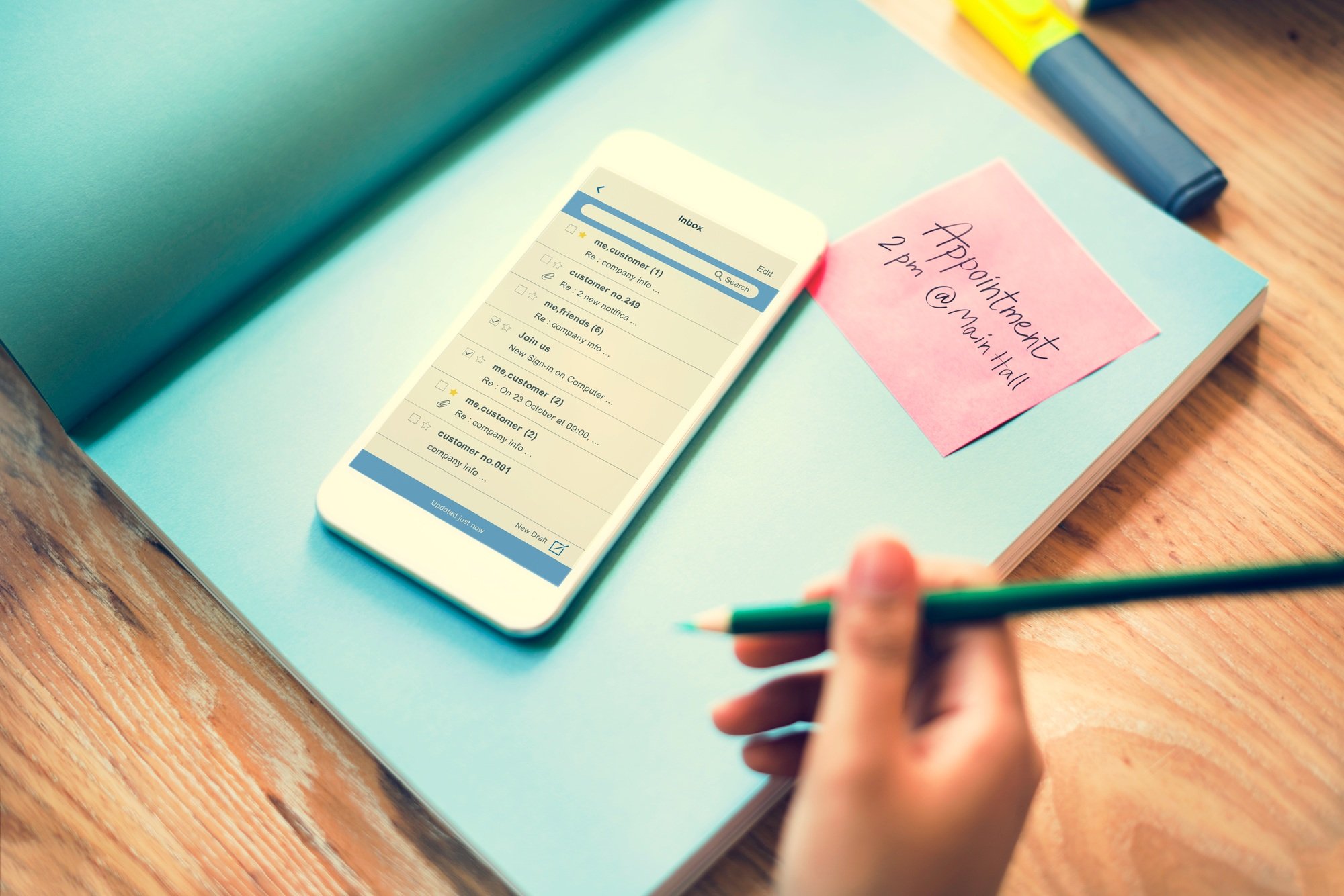 Smart Phone Email Correspondence Note Concept