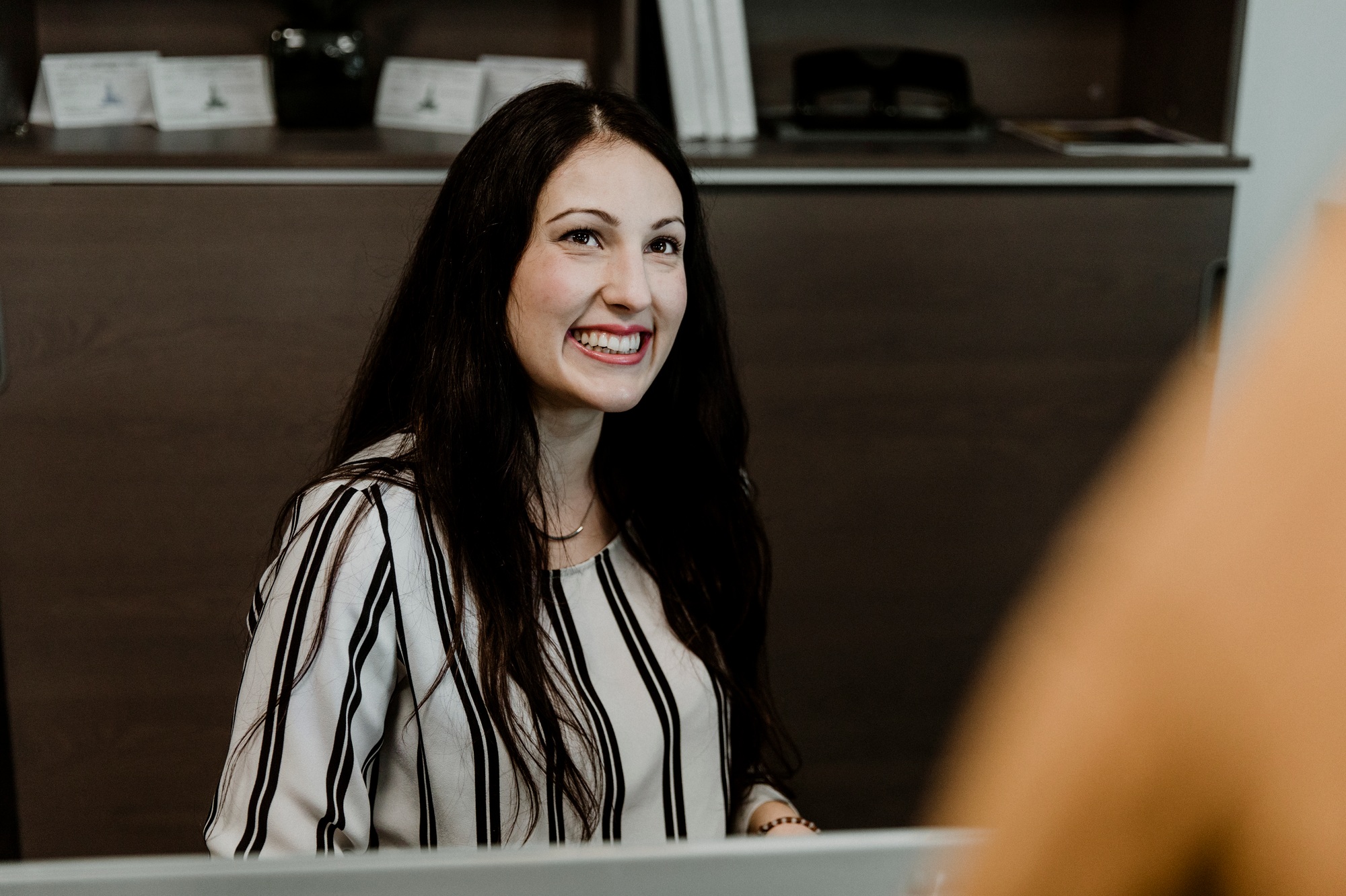 Smiling receptionist