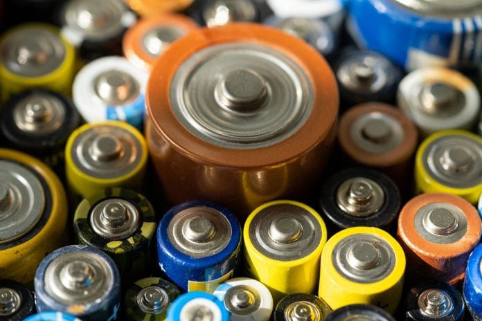 Used batteries different sizes, close up