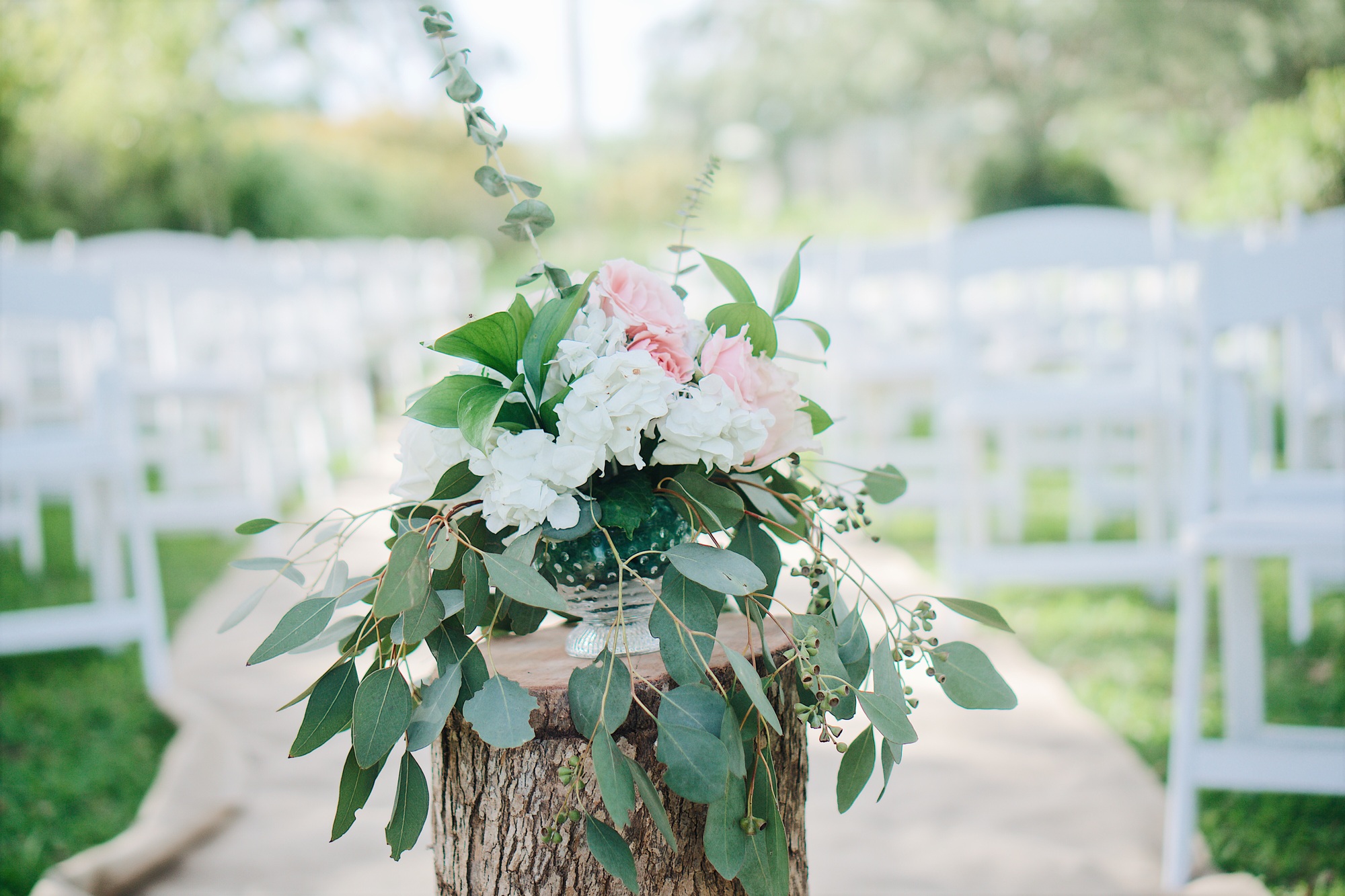 Wedding ceremony floral arrangement