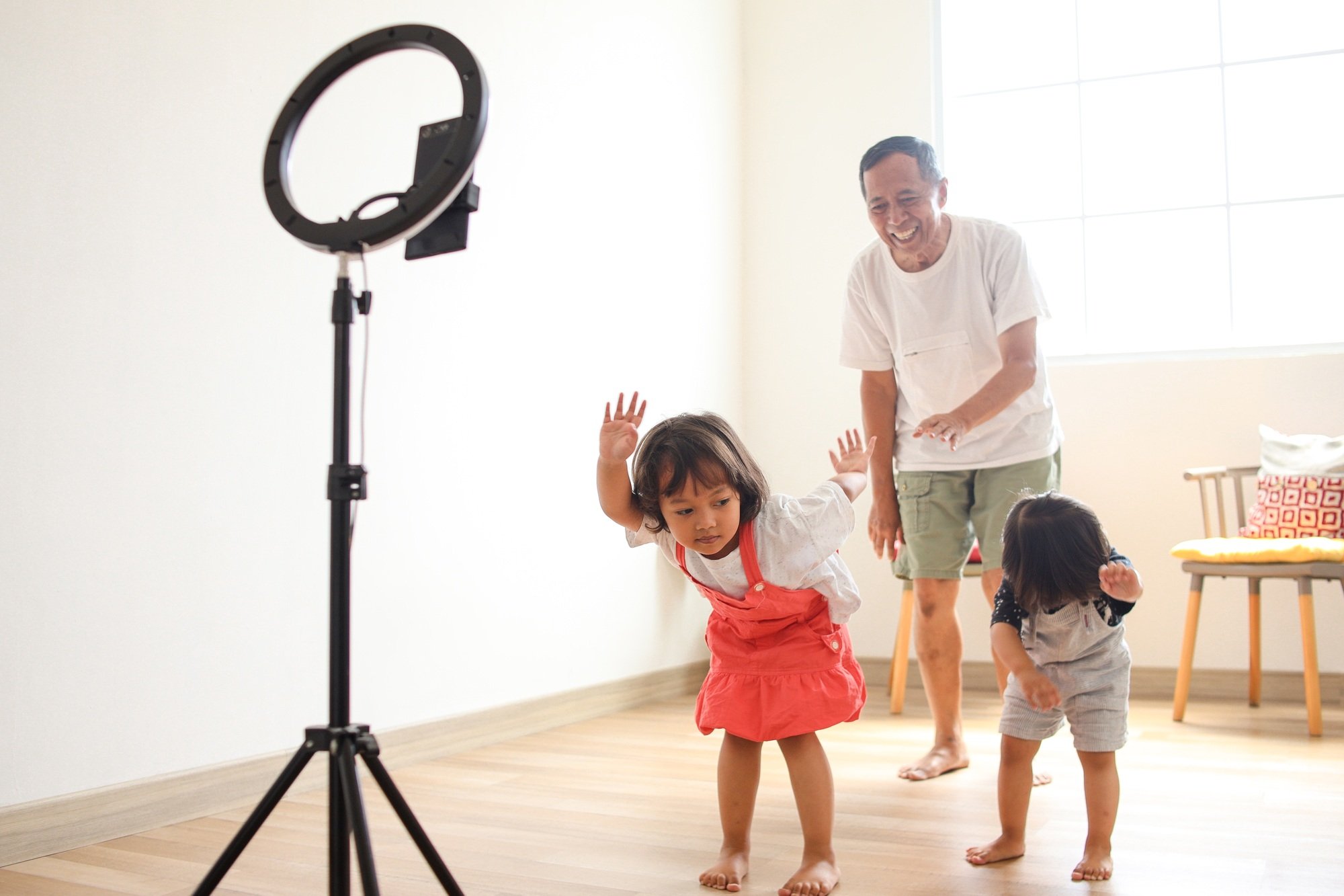 Children Filming Tiktok Dancing Video