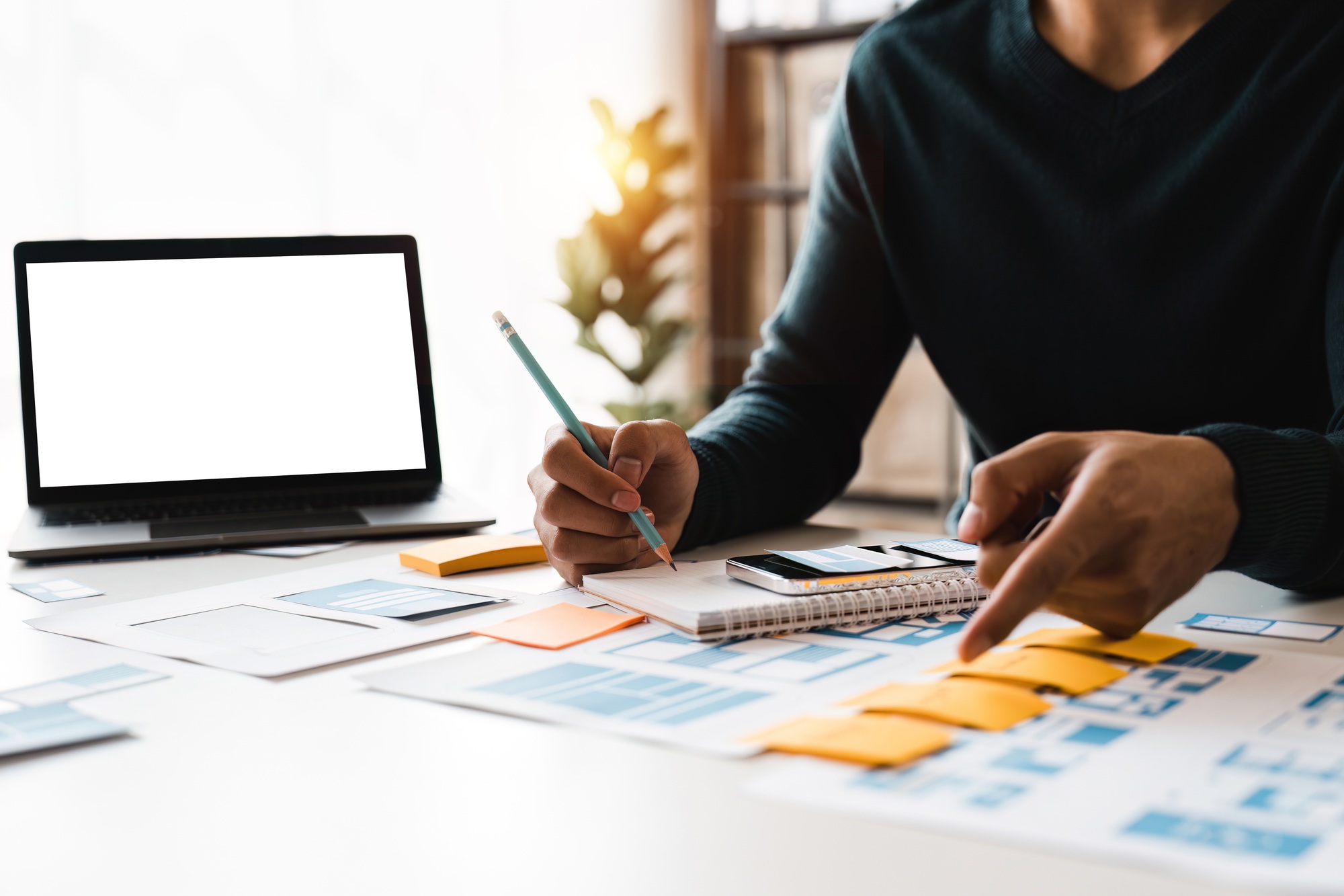 Website designer, Creative planning phone app development template layout framework wireframe