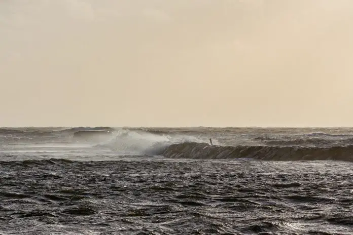 Winter storm at sea in January at swedish west coast