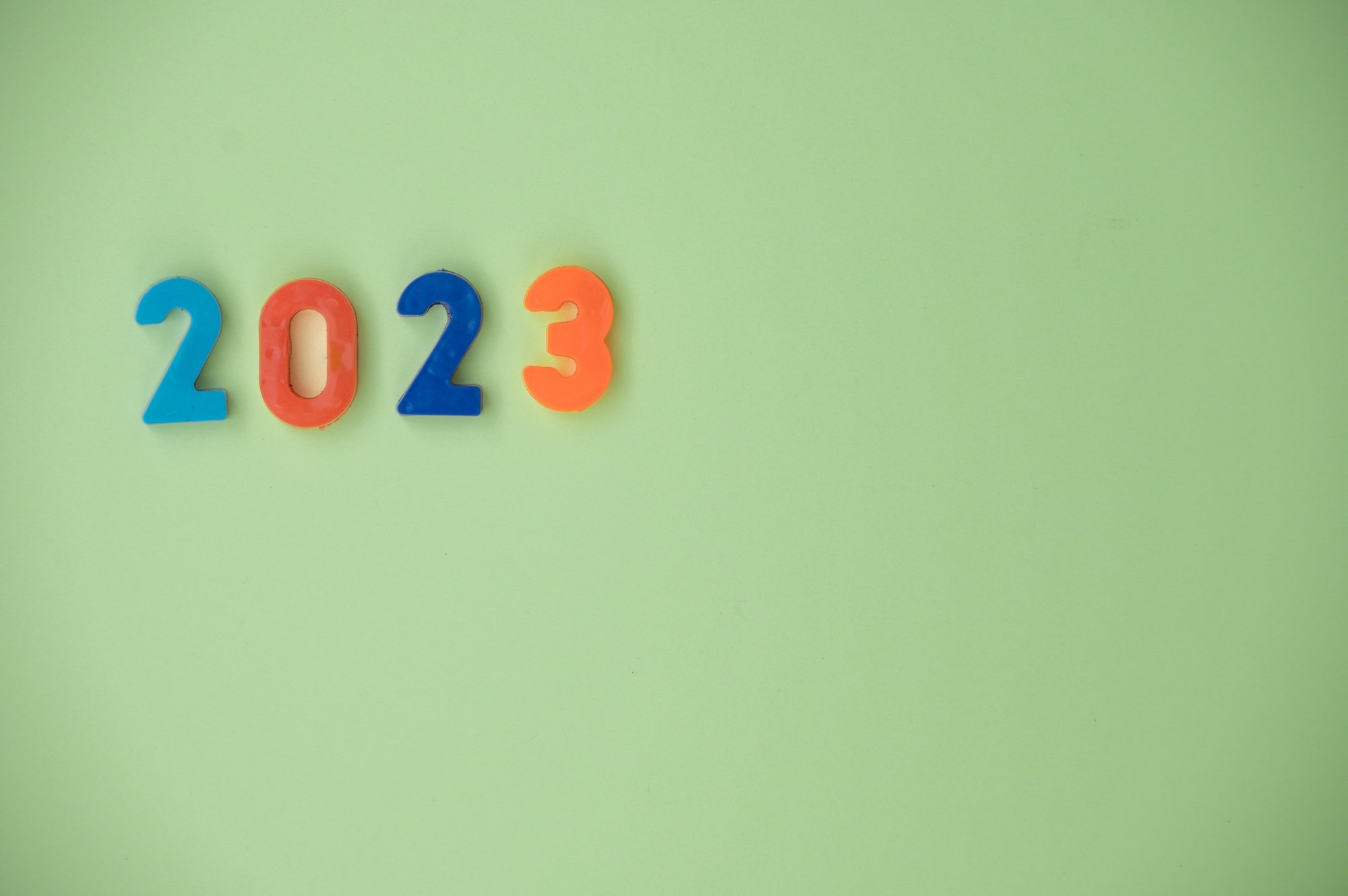 2023 isolated against colorful background