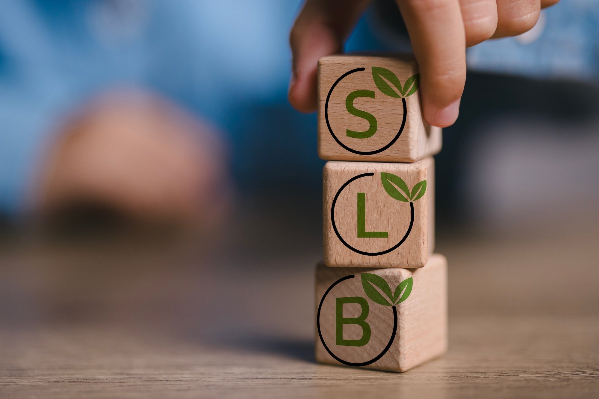 A stack of wooden blocks with the letters SLB on them