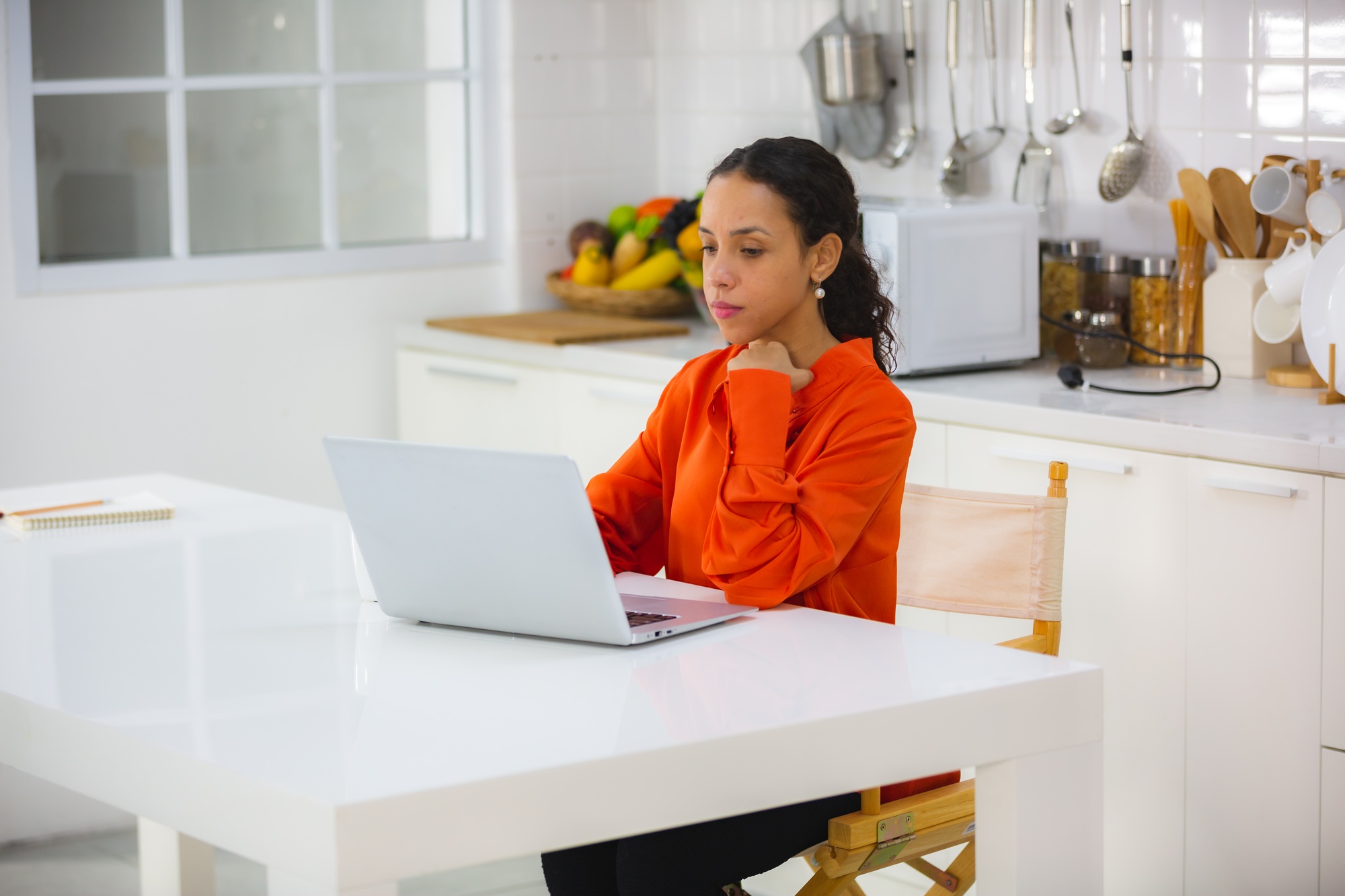 African American business woman are working at home with a job of business digital marketing