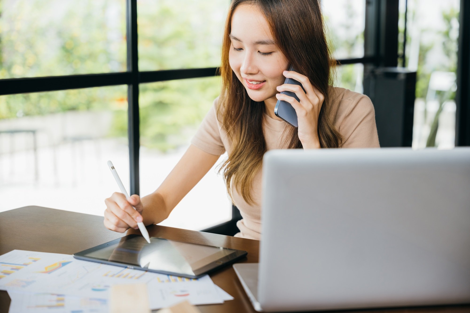 Asian Student female learning online course